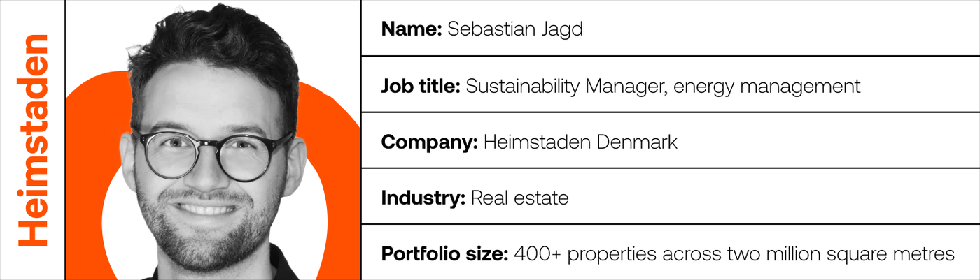 An illustration showing a photo of Sebastian Jagd from Heimstaden, together with his job title and company information