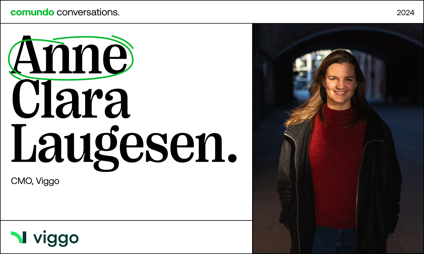 This comundo blog post has a main image which features a headshot of Anne Clara Laugesen, CMO of Viggo. Alongside the headshot is her name in large print