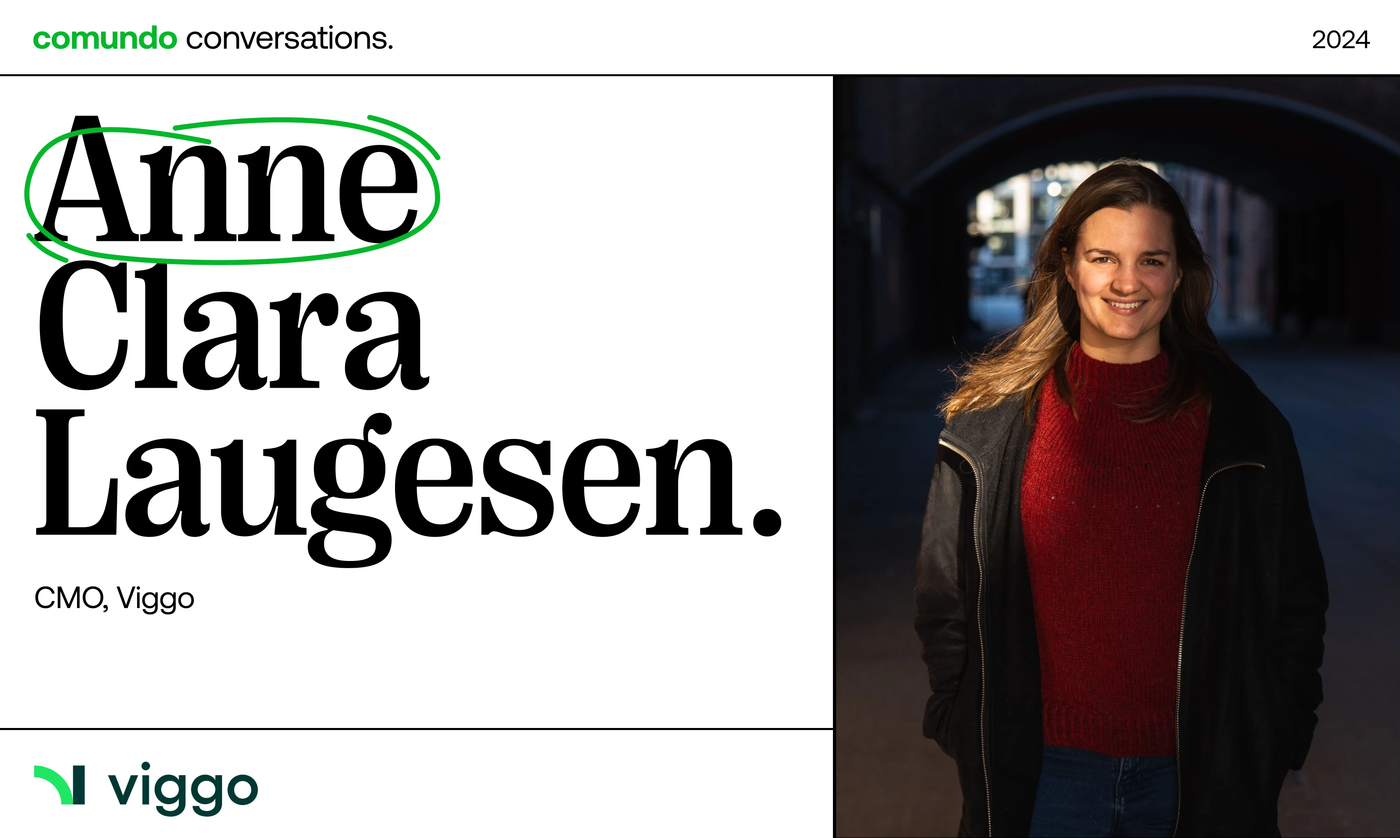 This comundo blog post has a main image which features a headshot of Anne Clara Laugesen, CMO of Viggo. Alongside the headshot is her name in large print