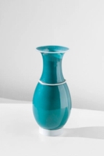 A fine, light blue vase crafted from Murano glass
