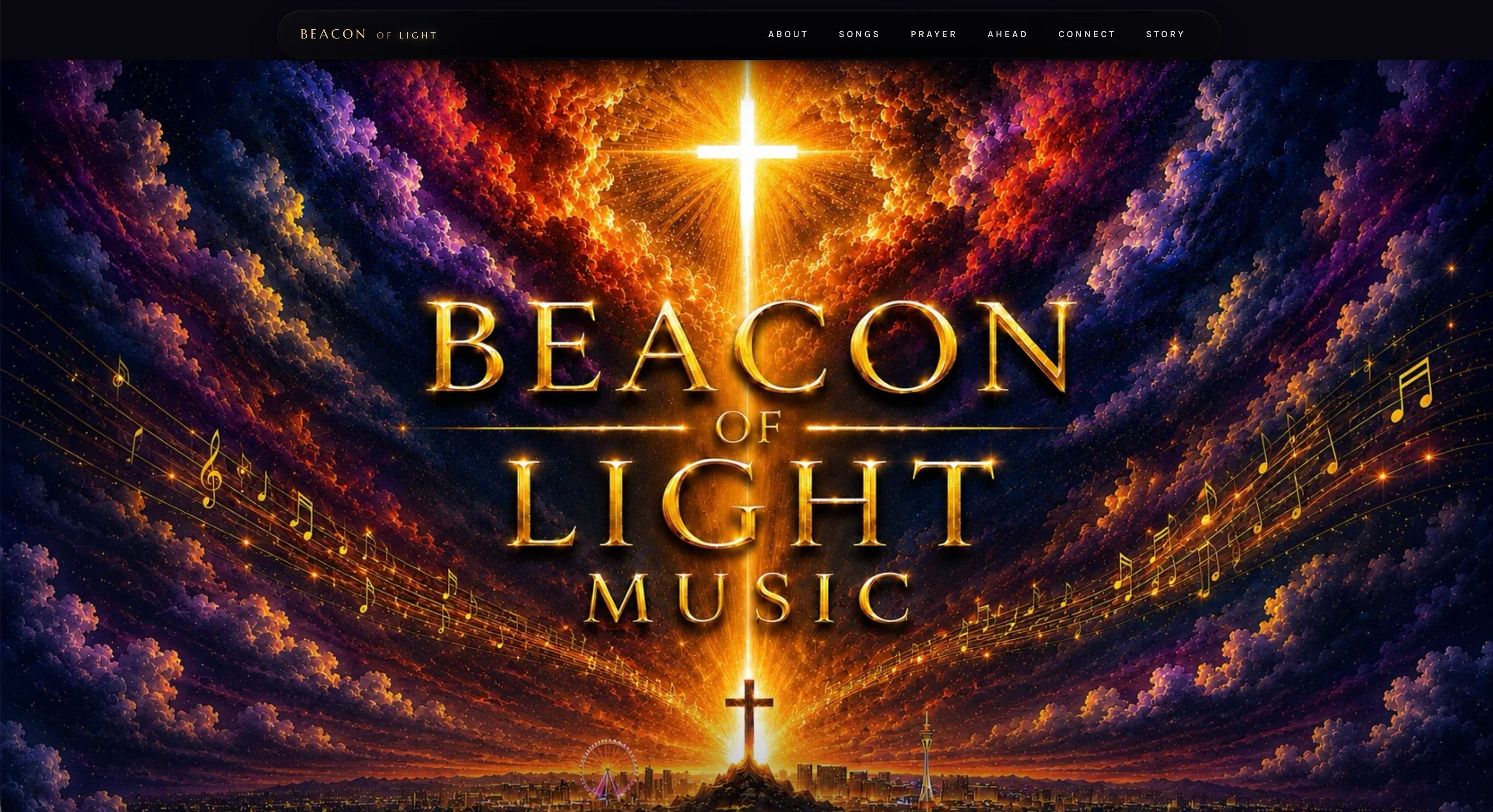Beacon of Light Music website homepage built by Vizantir