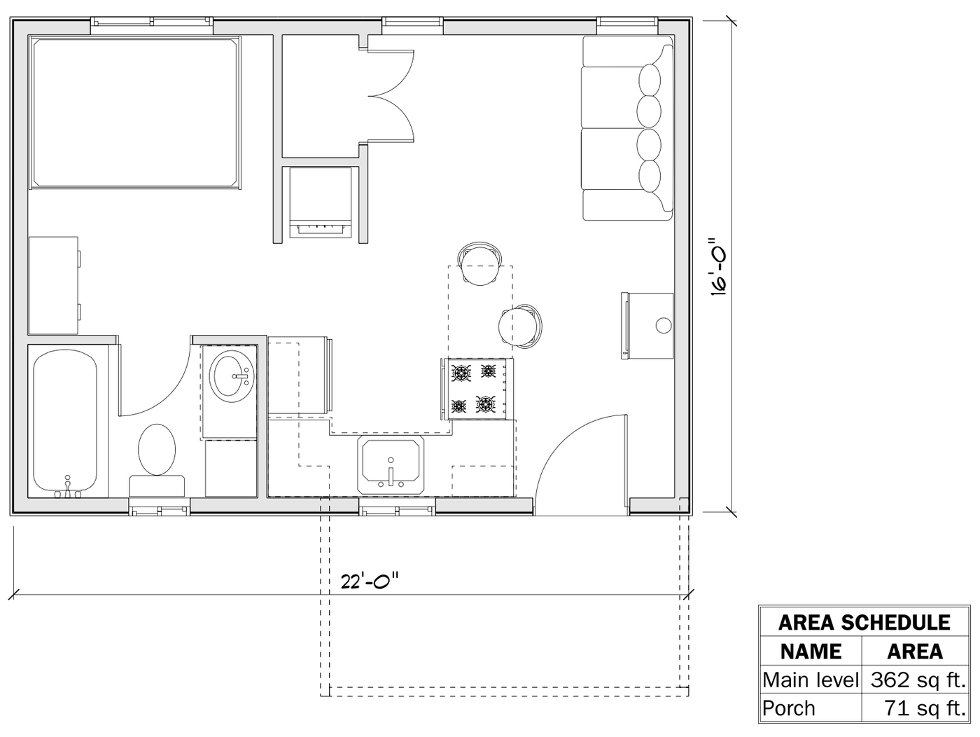 Sage Meadows floor plan, 22 × 16 ft