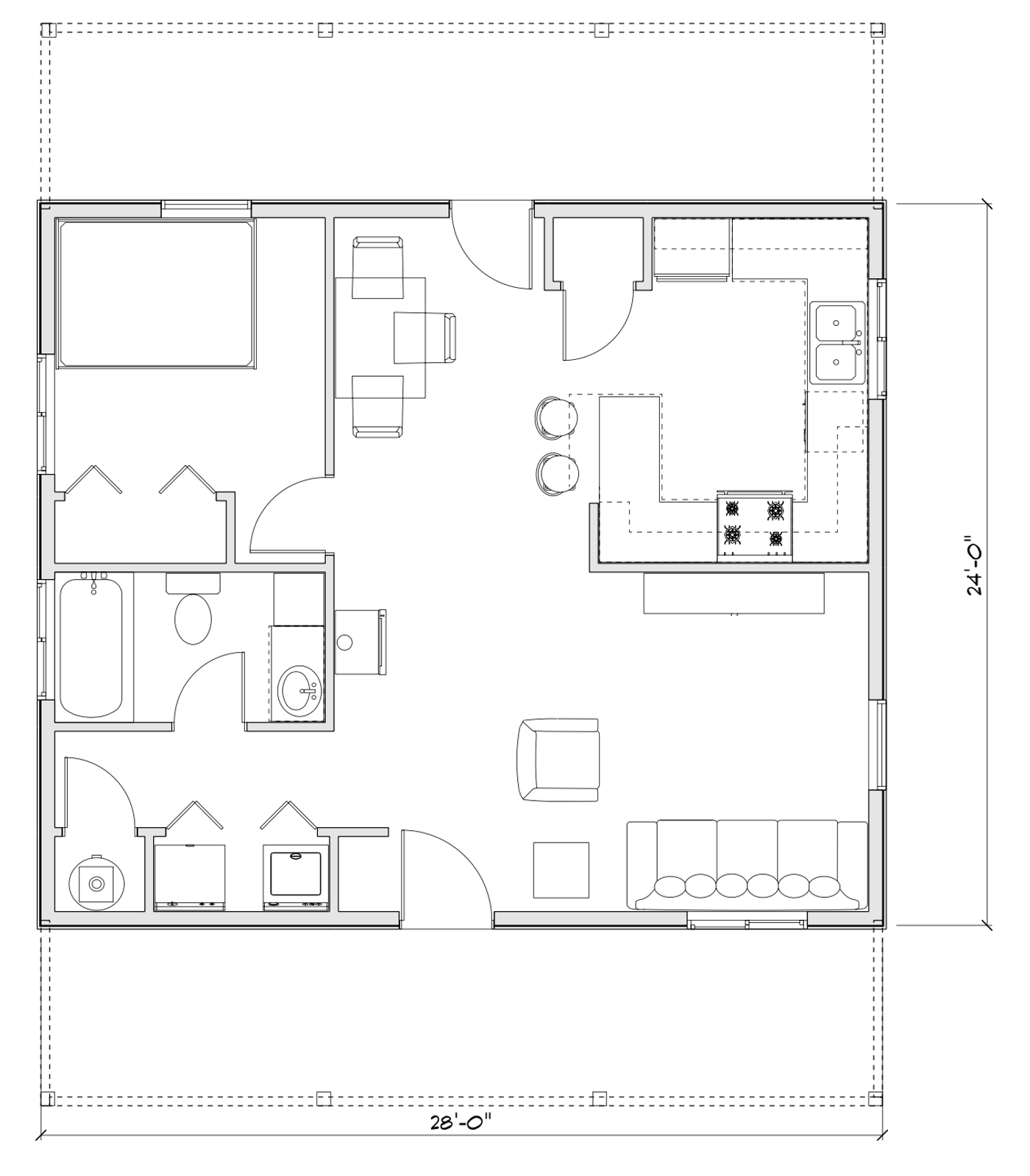 Aspen Glen floor plan, 28 × 24 ft
