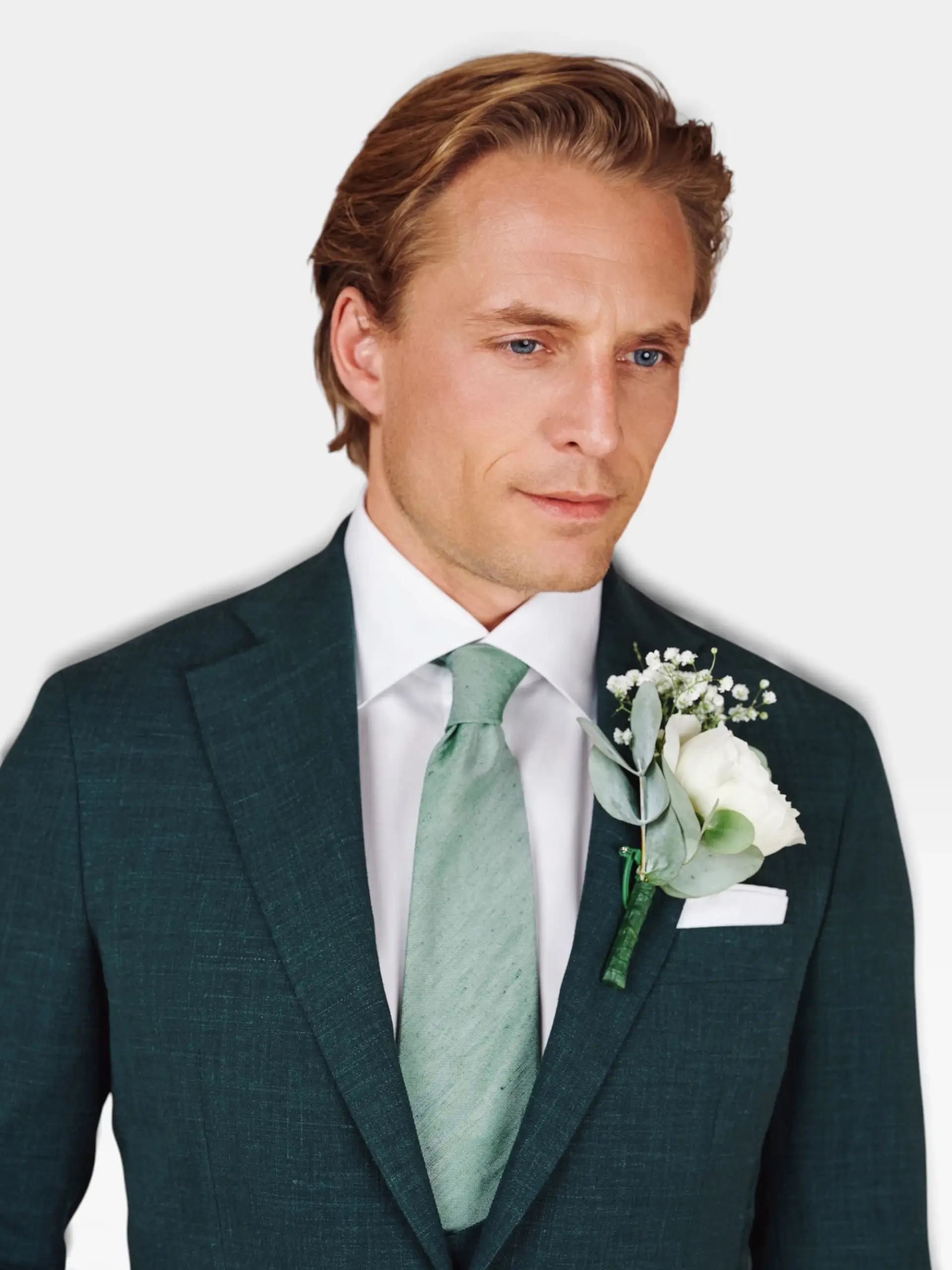 Trouwpak groen stof