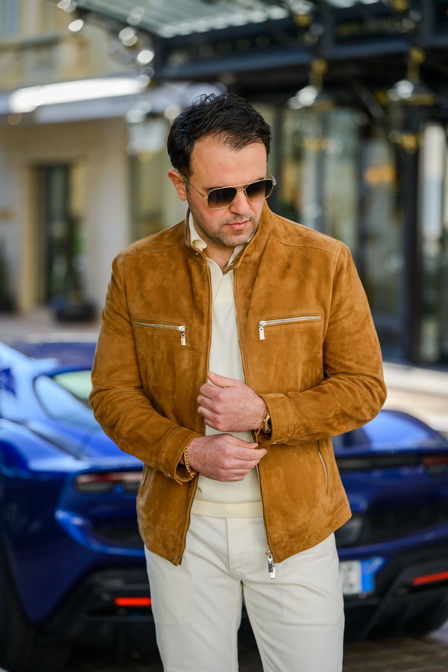 Lederen jas suede in Monaco