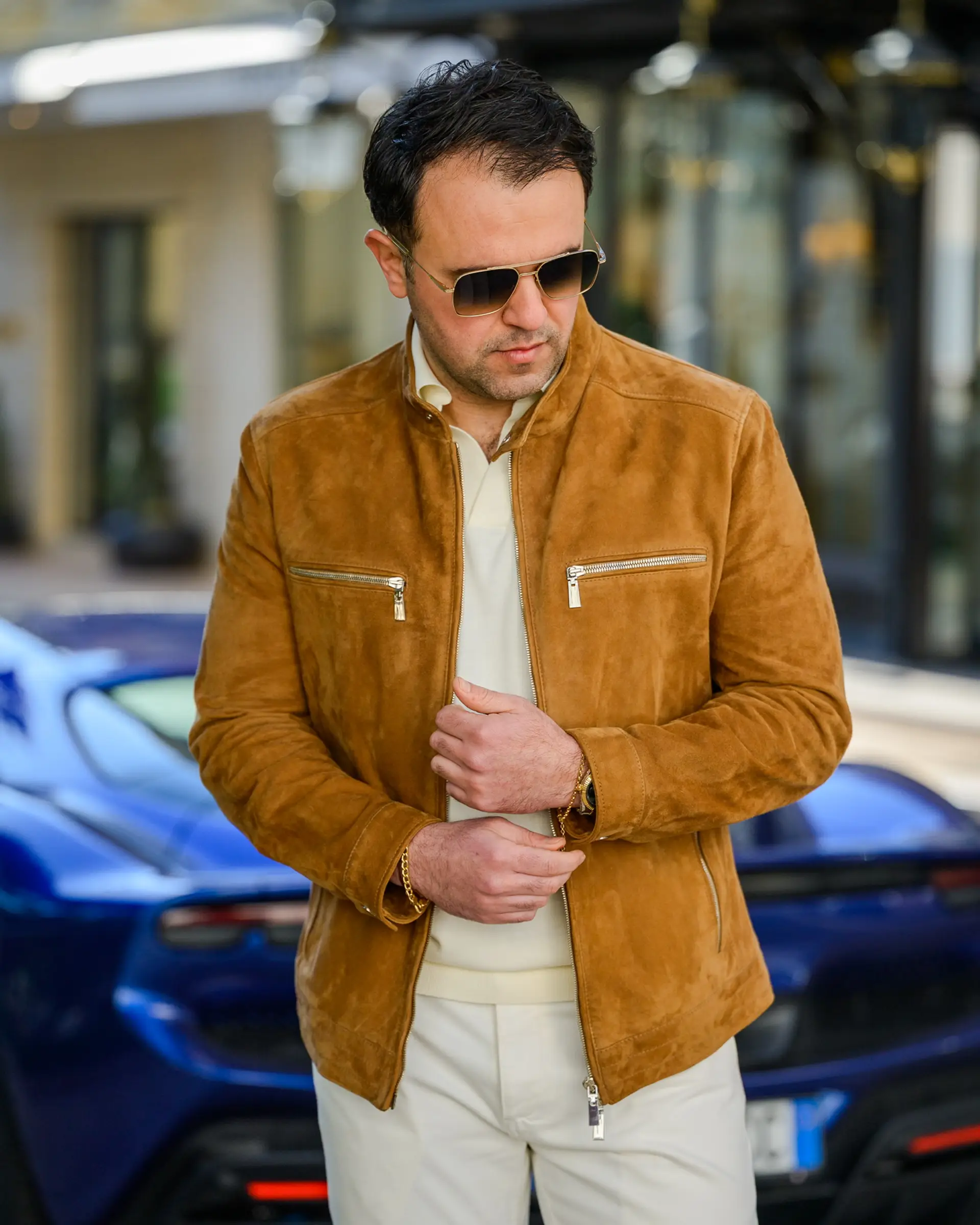 Lederen jas suede in Monaco