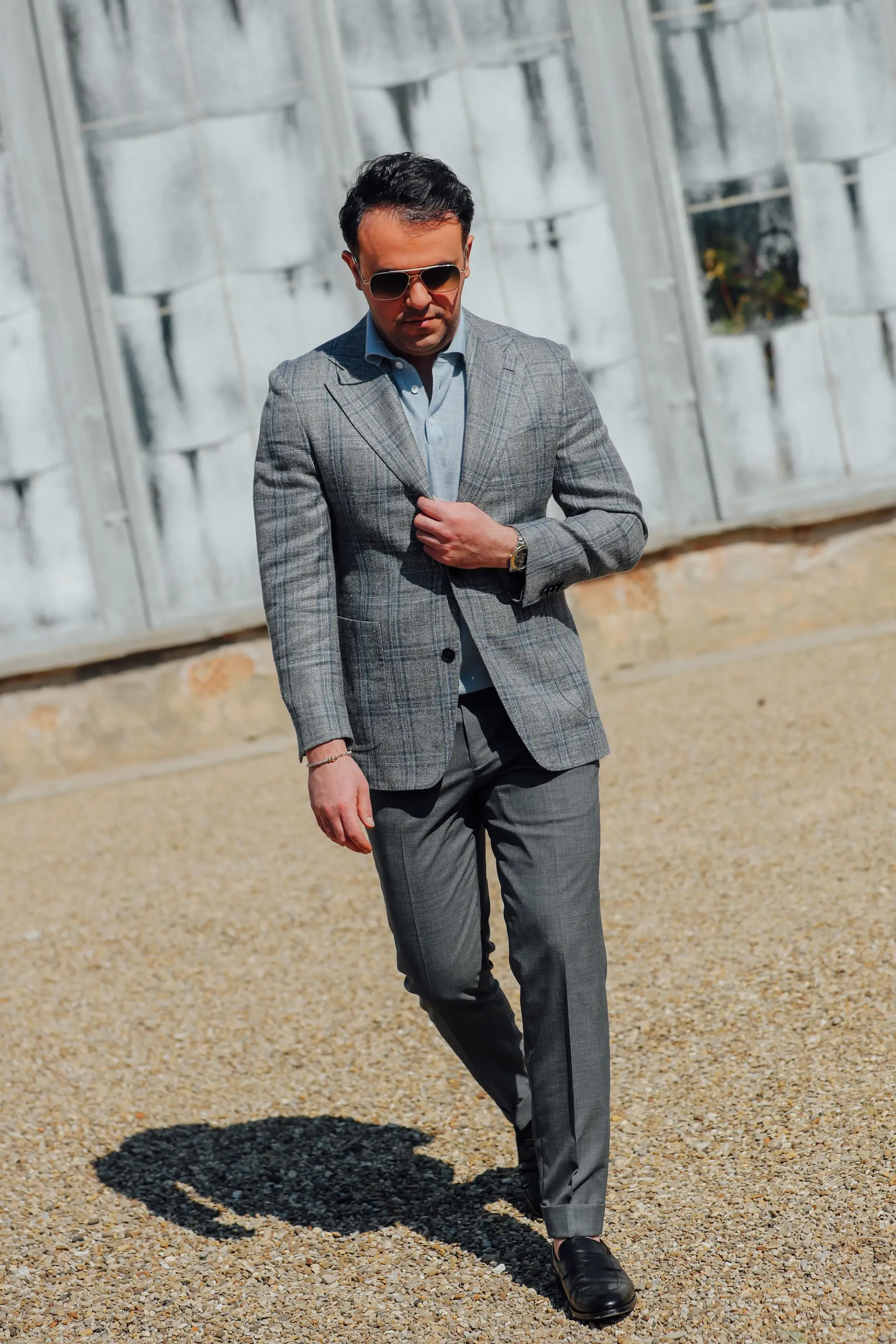 Beige colbert op maat van Ettemadis