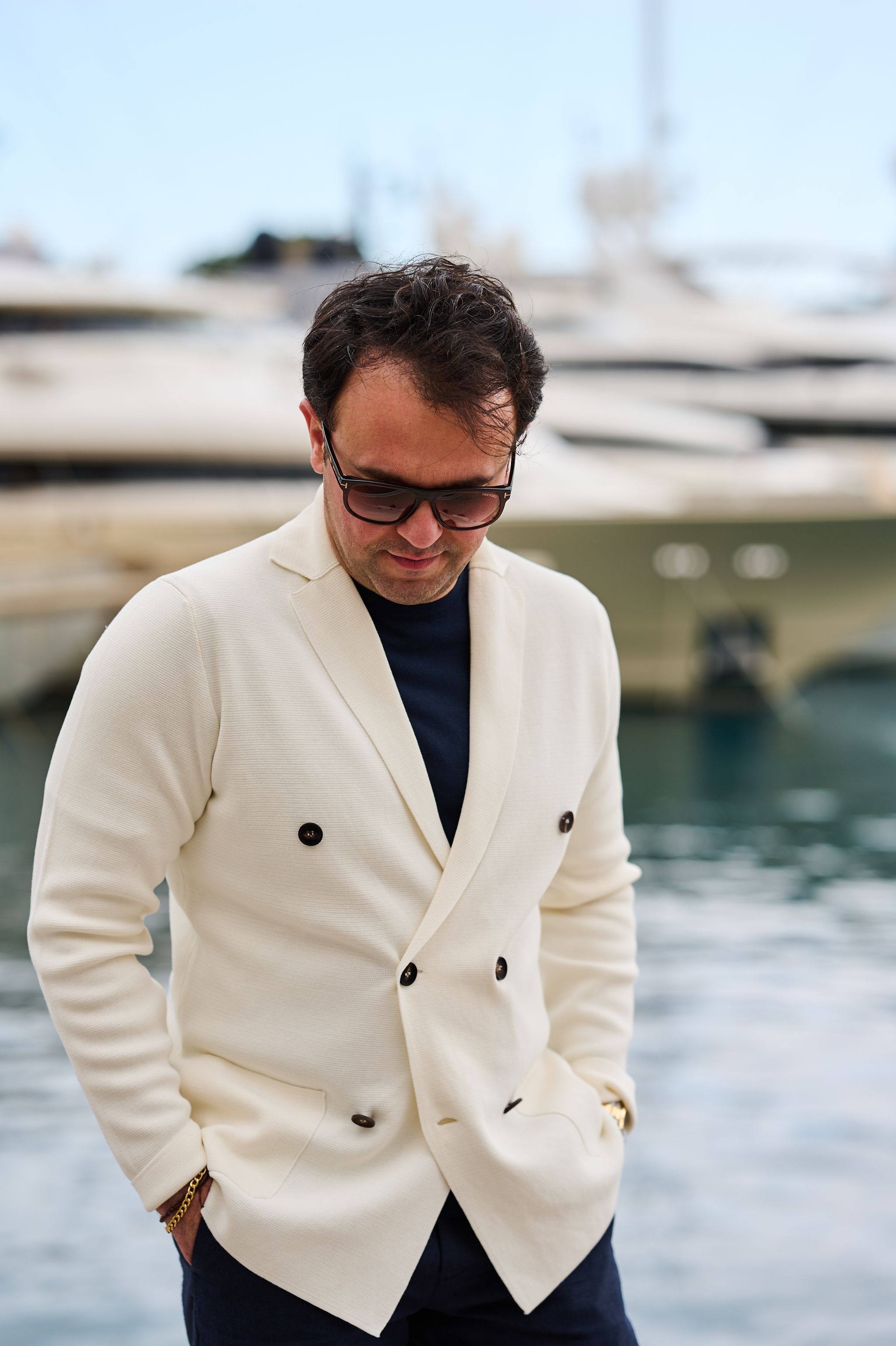 Jersey double breasted vest wit - Ettemadis Den Haag