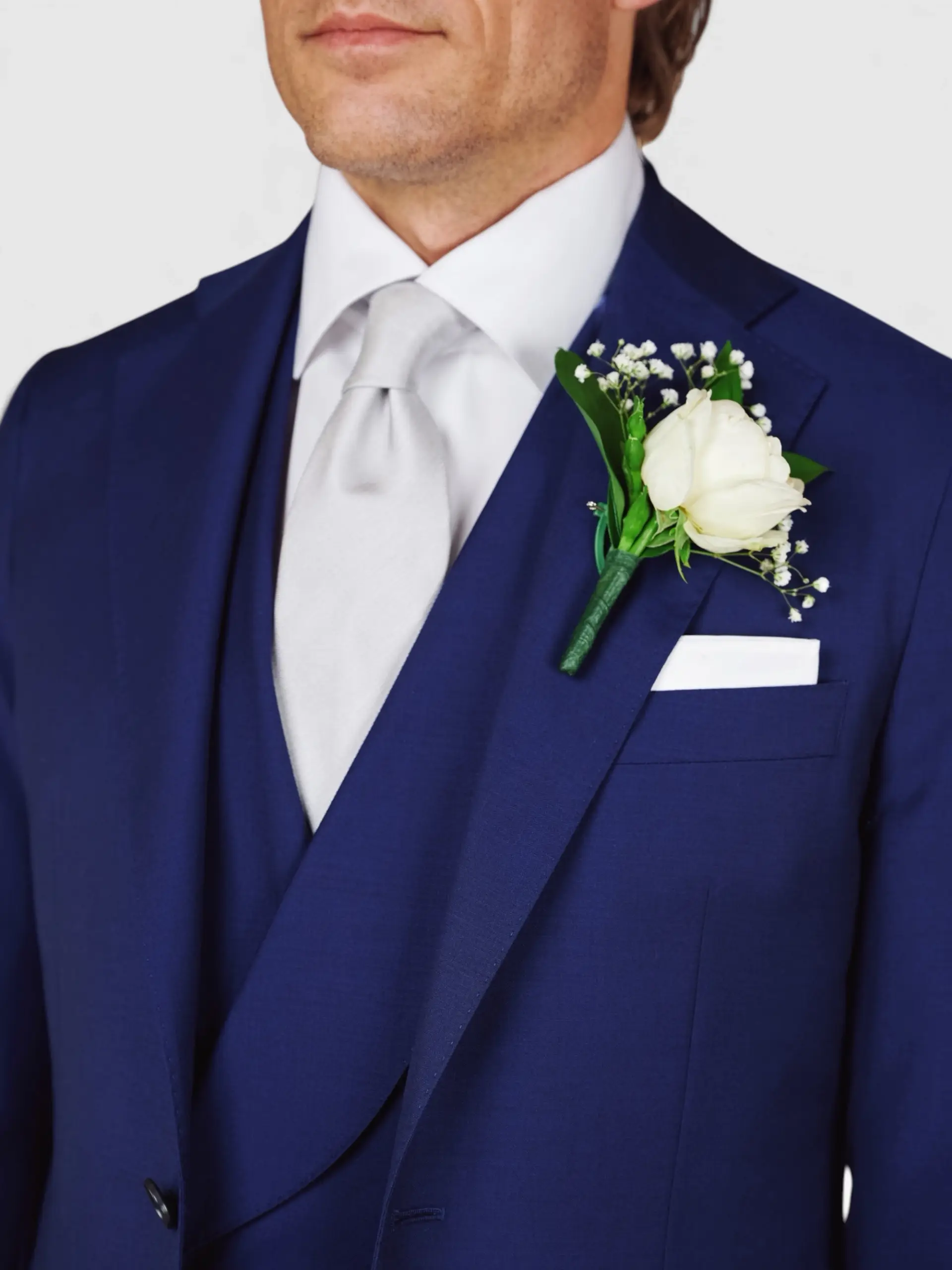 Trouwpak blauw met bloemen