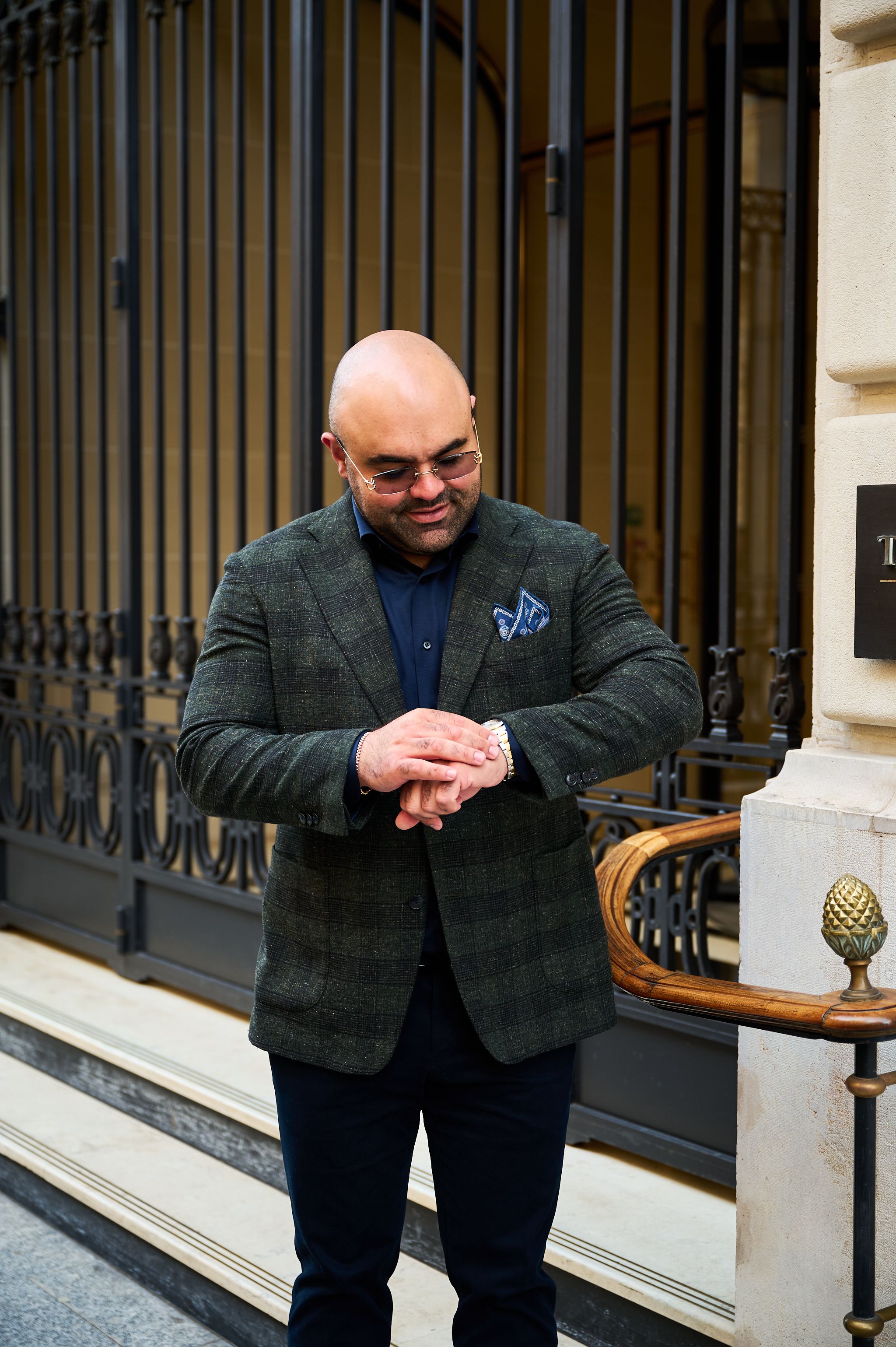 Groen blauw colbert op maat van Ettemadis