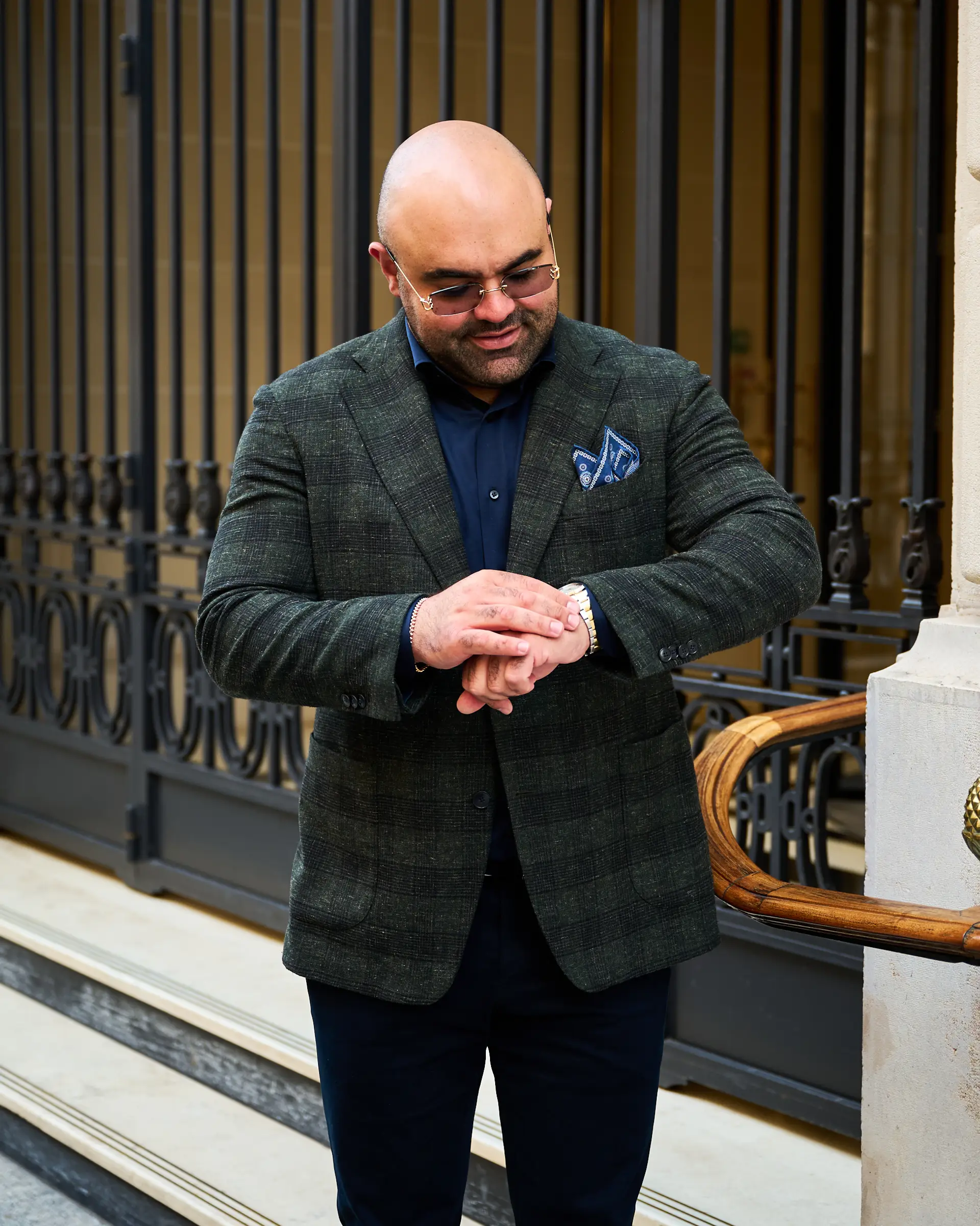 Groen blauw colbert op maat van Ettemadis