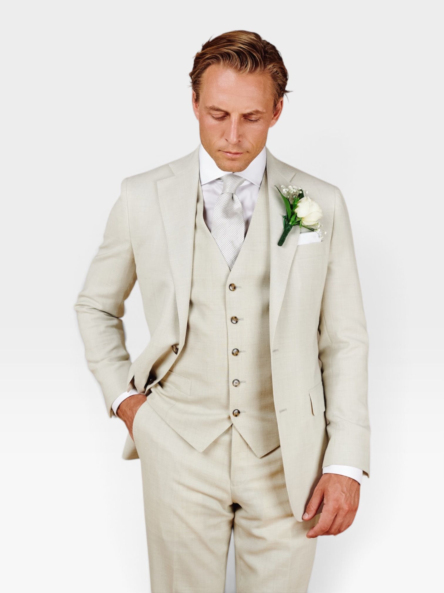 Beige trouwpak vest van Ettemadis