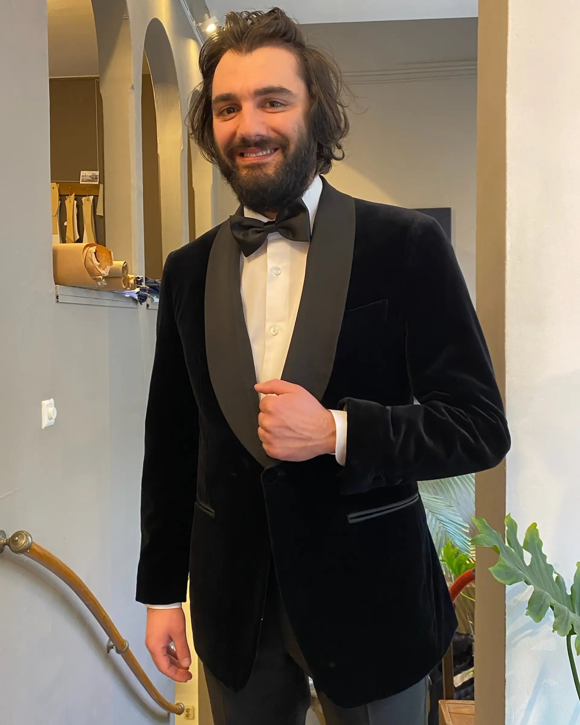 Zwarte velours smoking op maat | Ettemadis