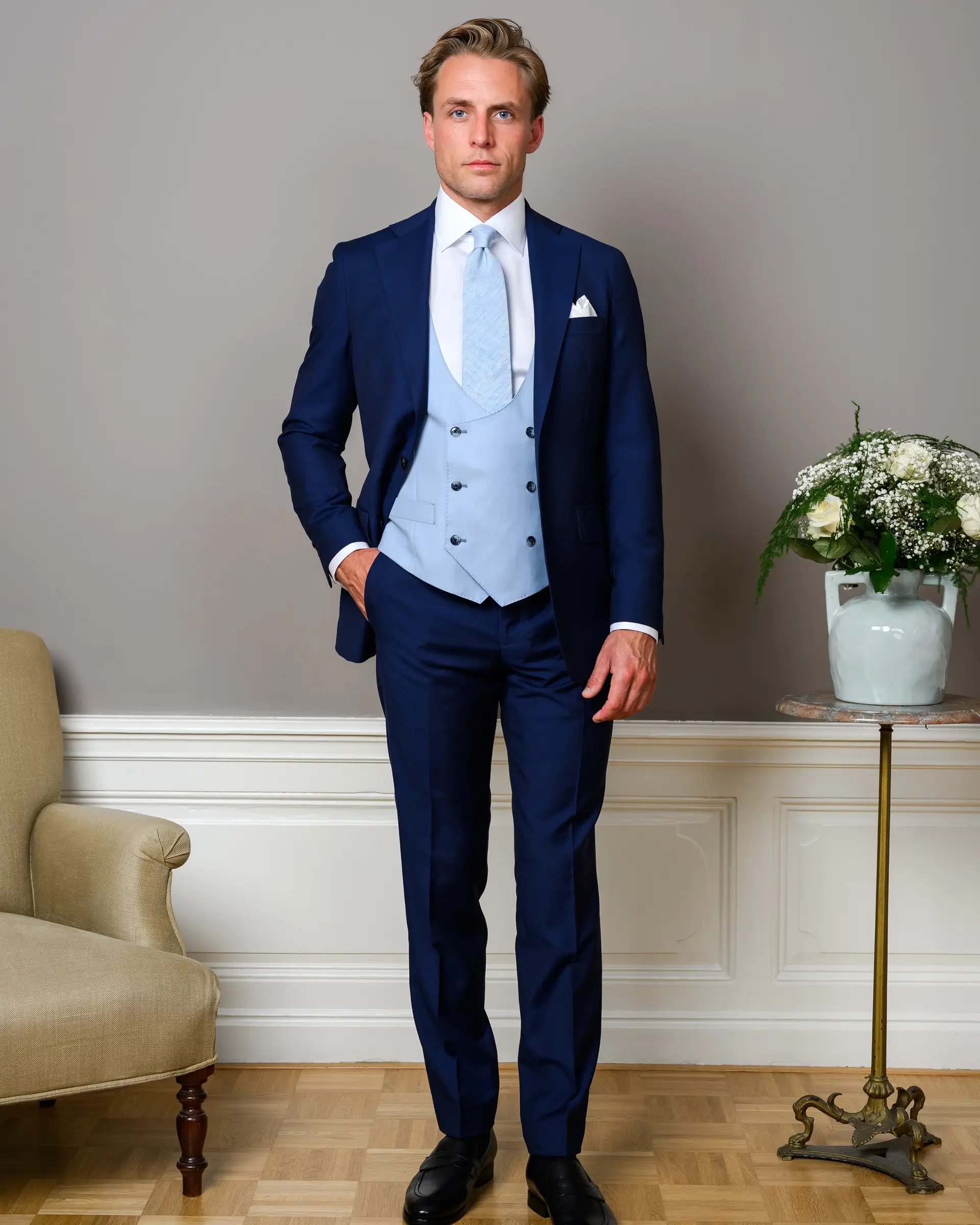 Klassiek blauw trouwkostuum op maat | Ettemadis