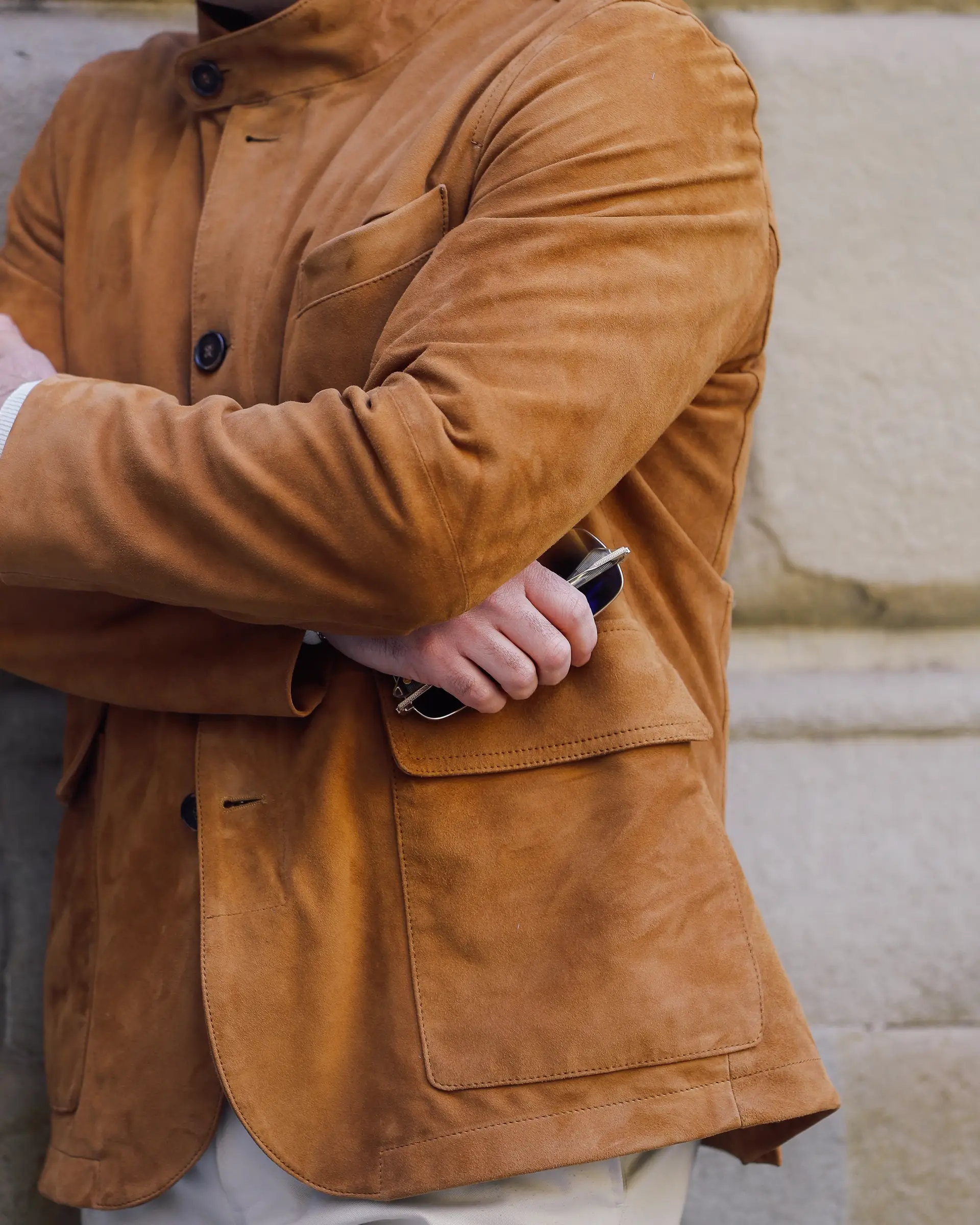 Suede leren jas uit Italië