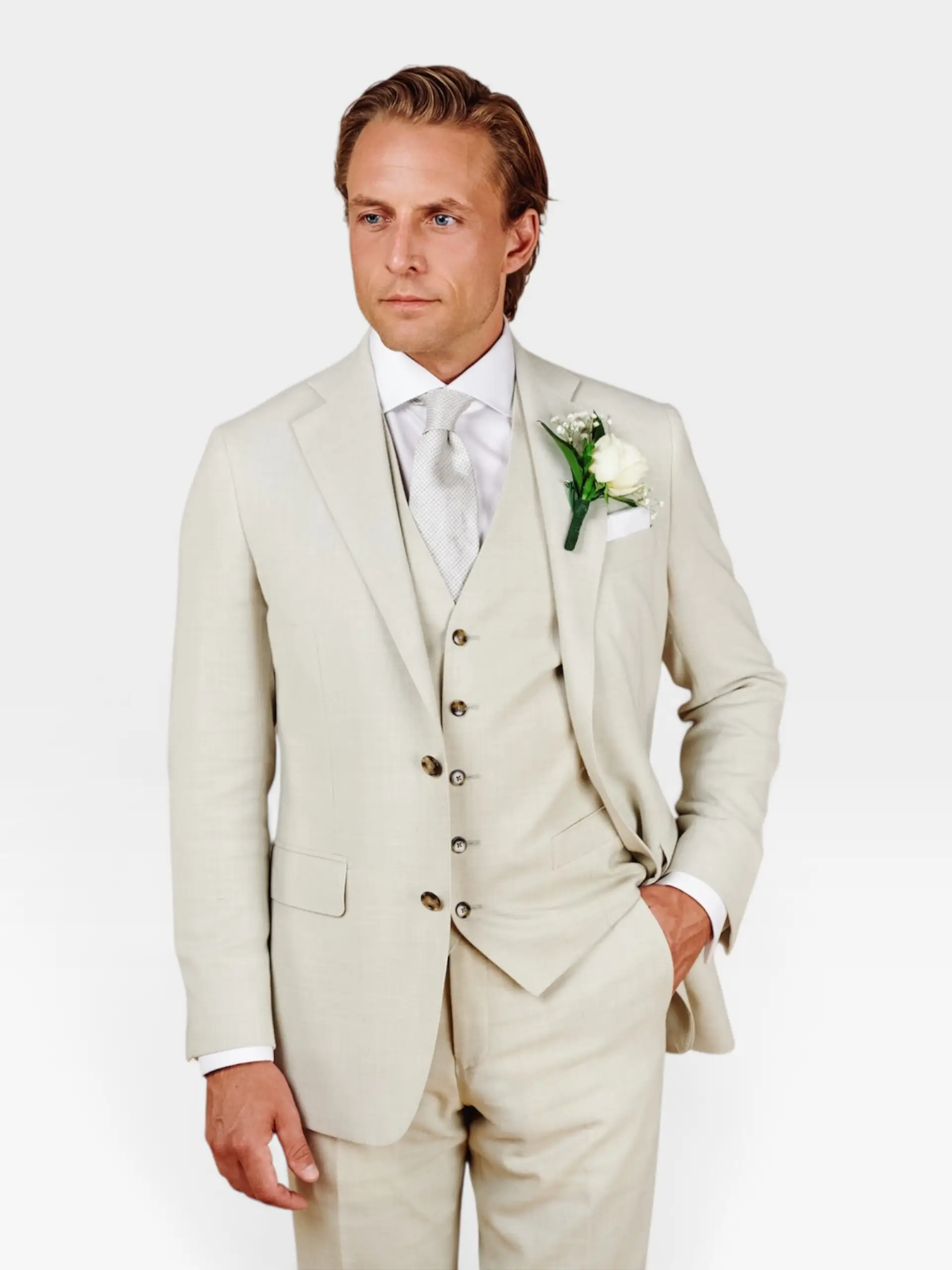 Beige trouwpak op maat | Ettemadis Den Haag