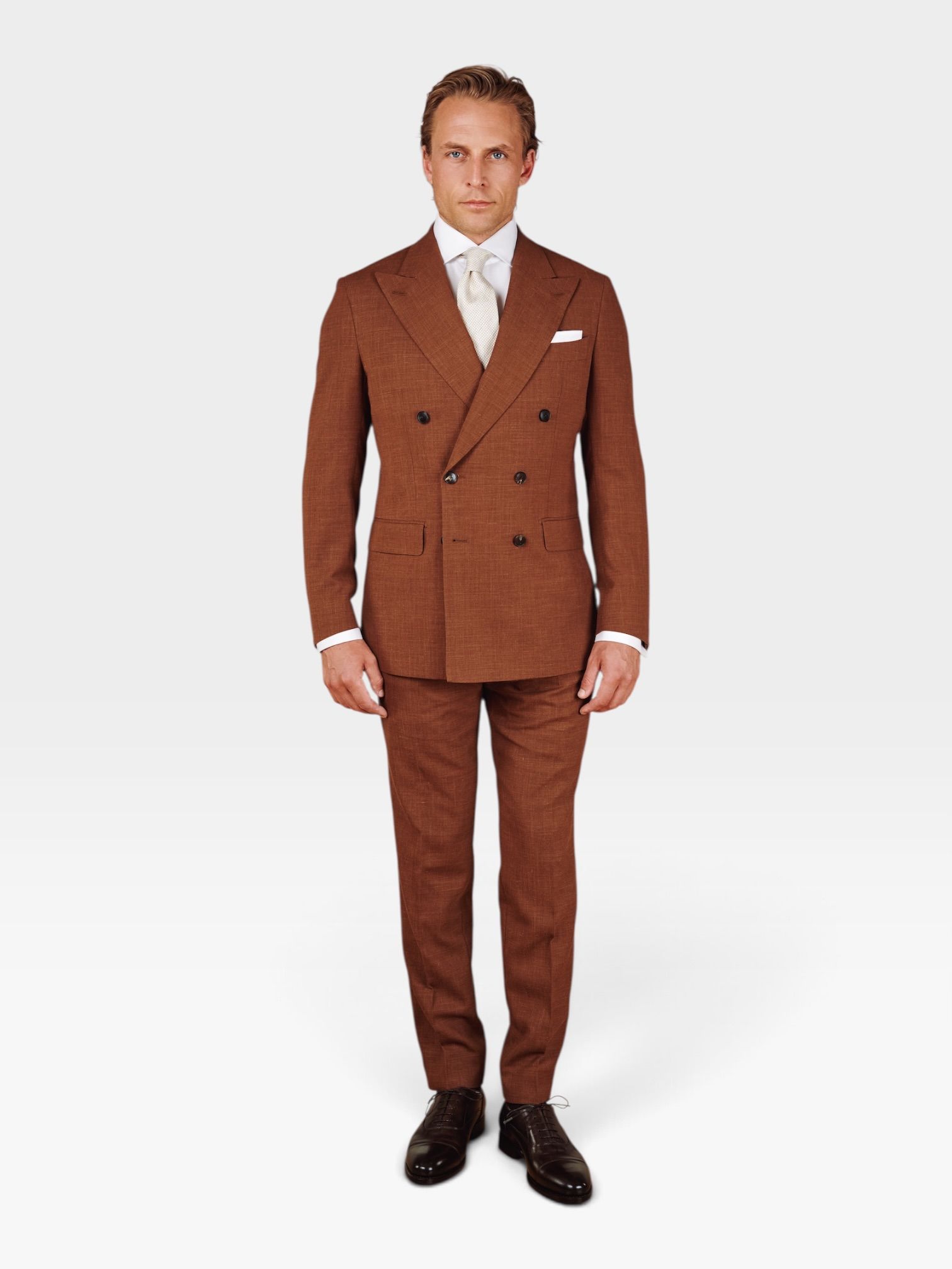 Terrocatta trouwpak beige stof