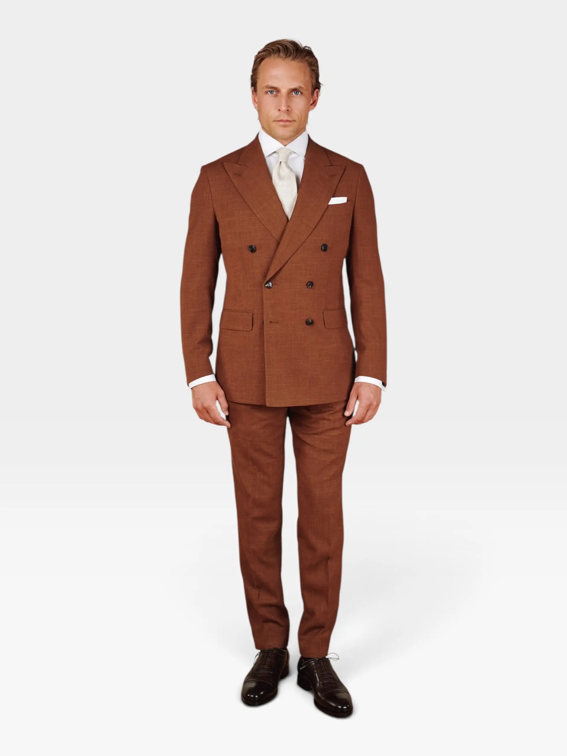 Terrocatta trouwpak beige stof