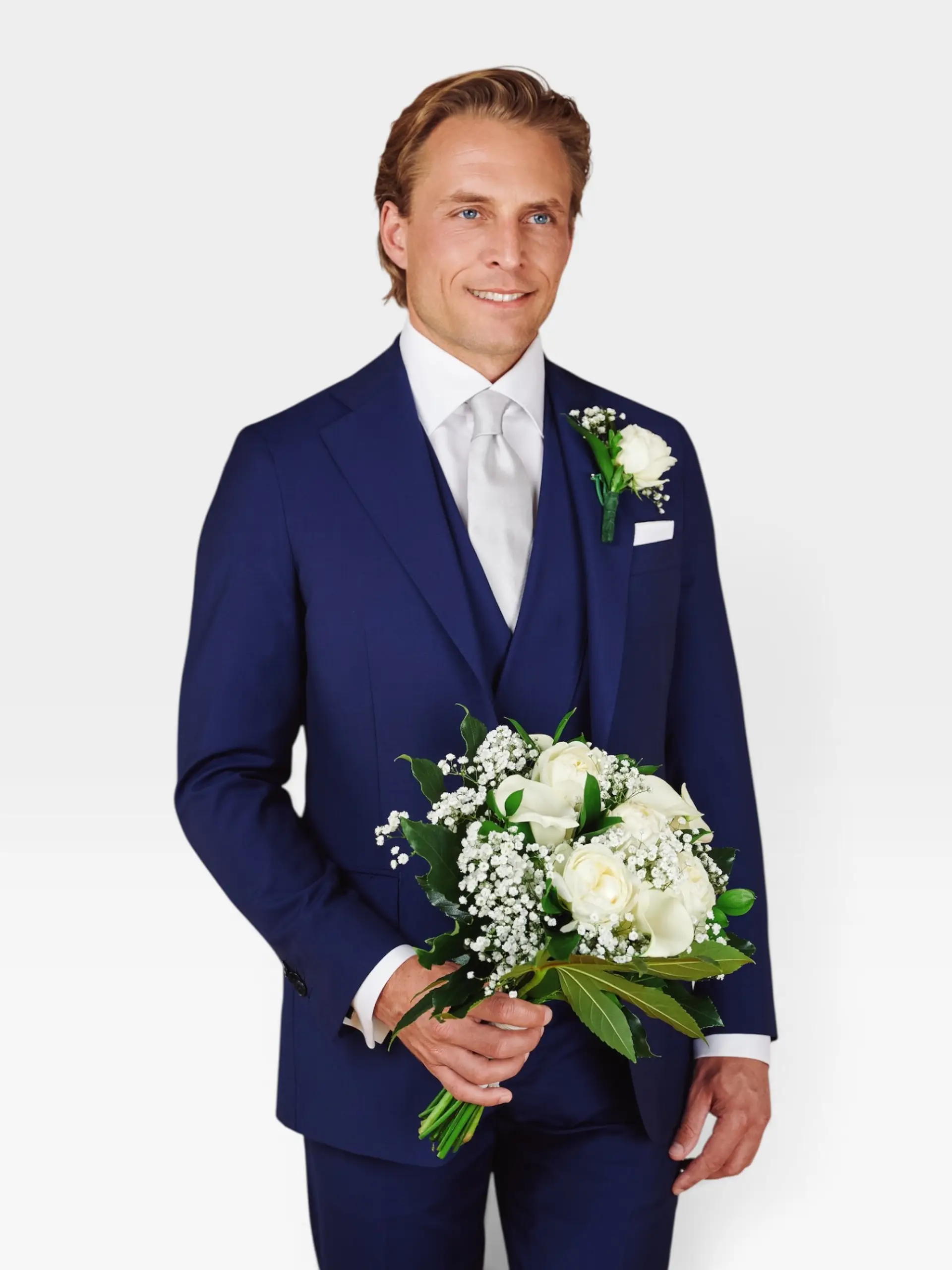 Trouwpak blauw stof
