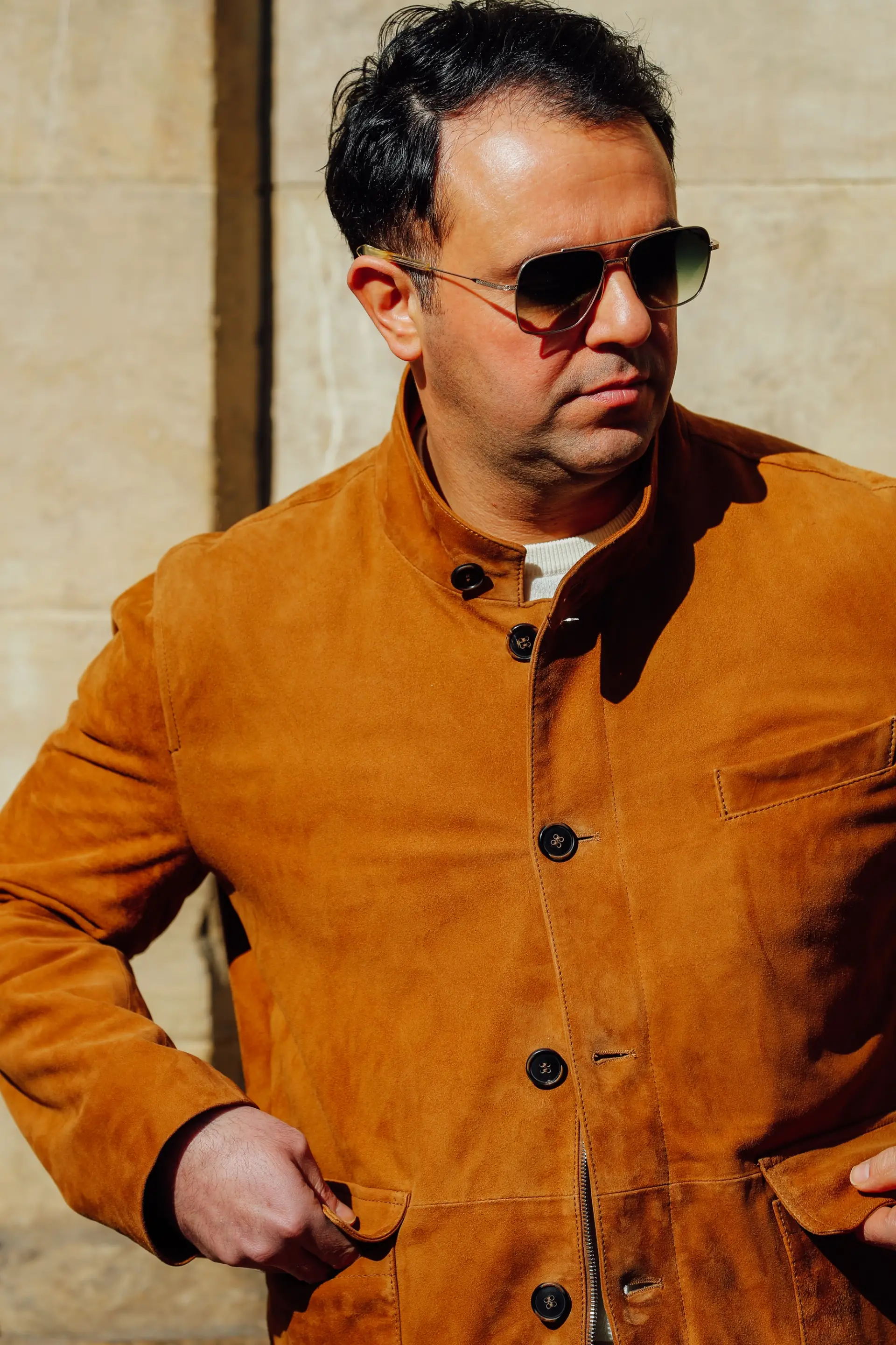 leren jas op maat suede tobacco