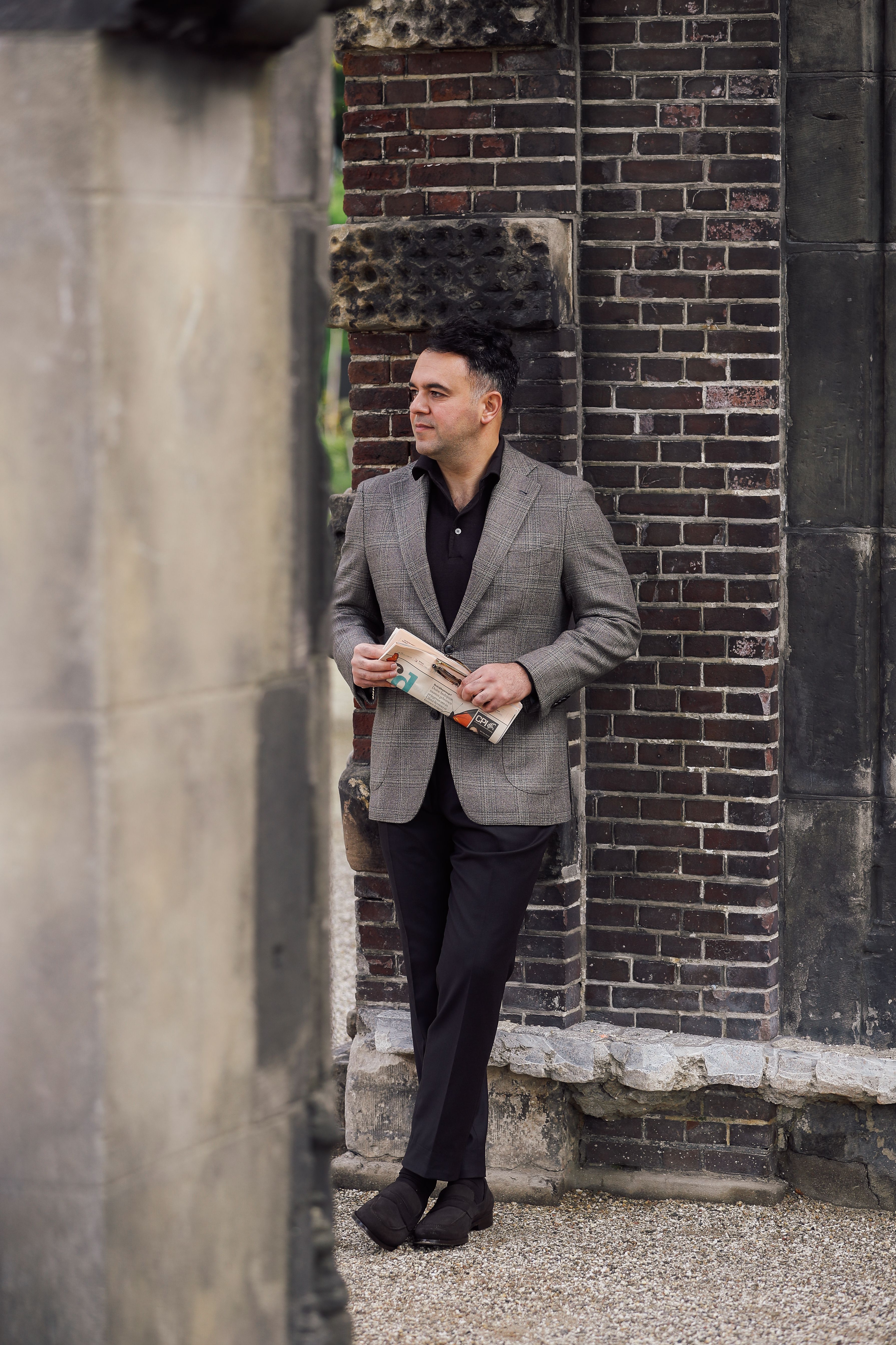 Details Champagne trouwpak op maat