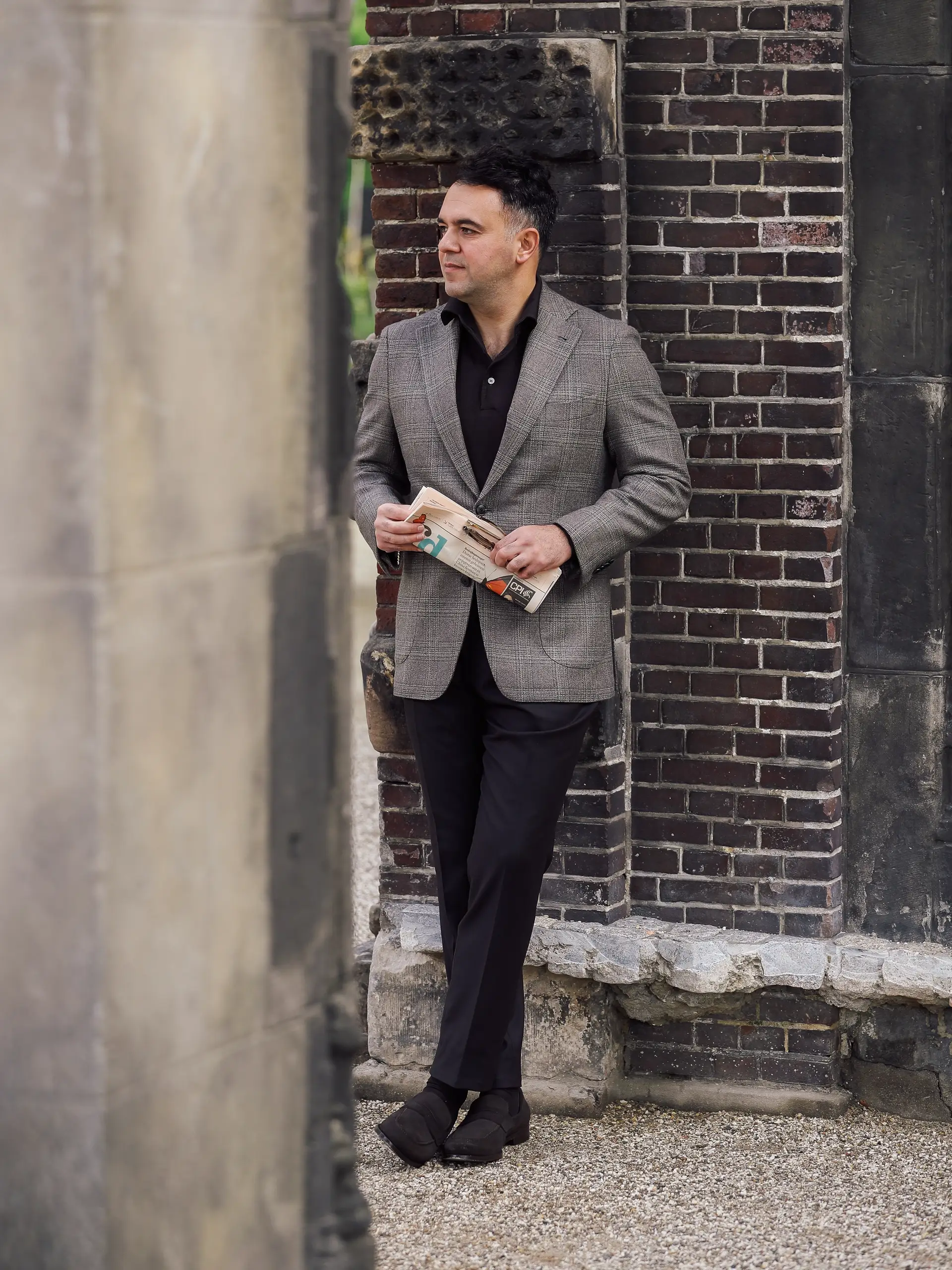Details Champagne trouwpak op maat