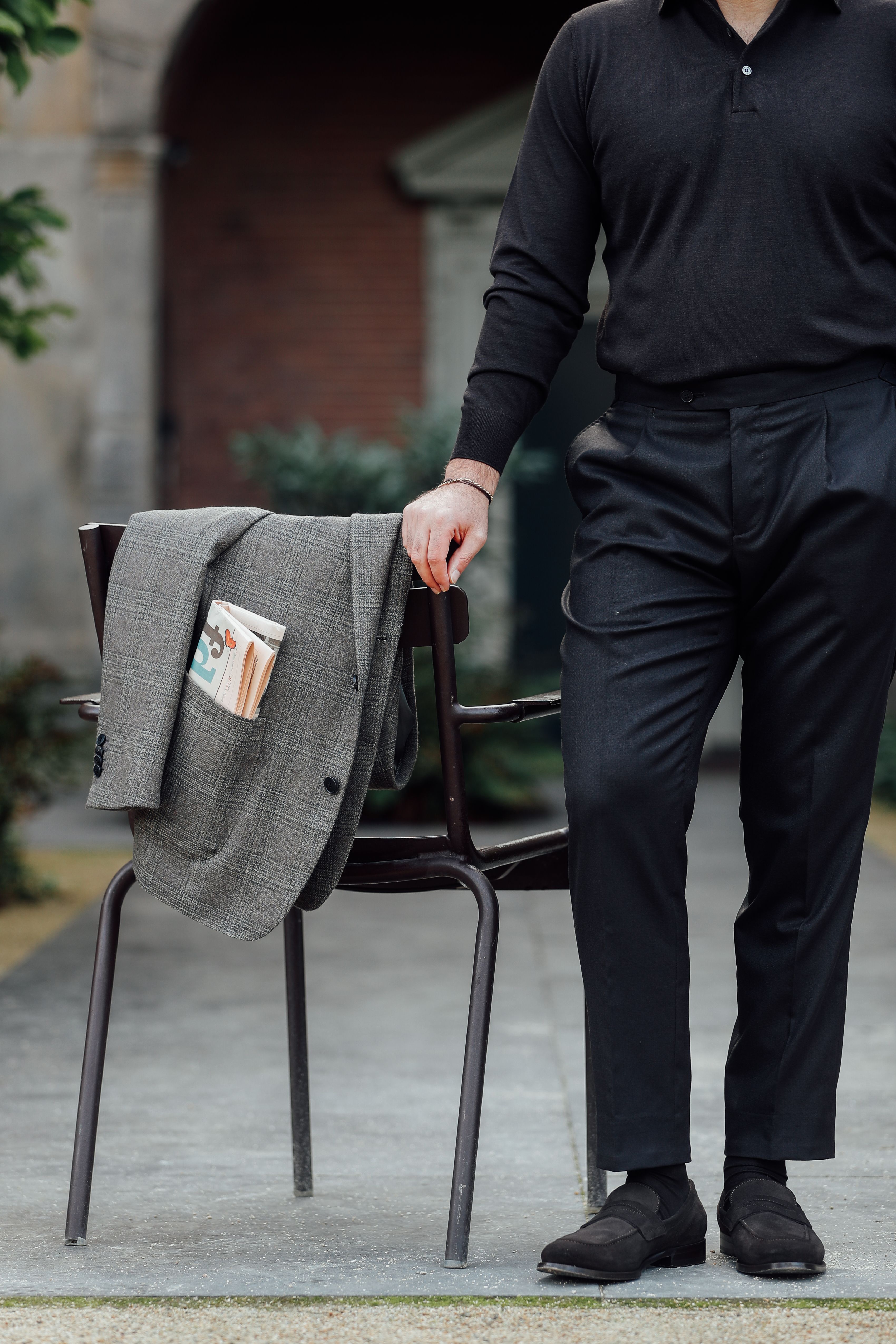 Details Champagne trouwpak op maat