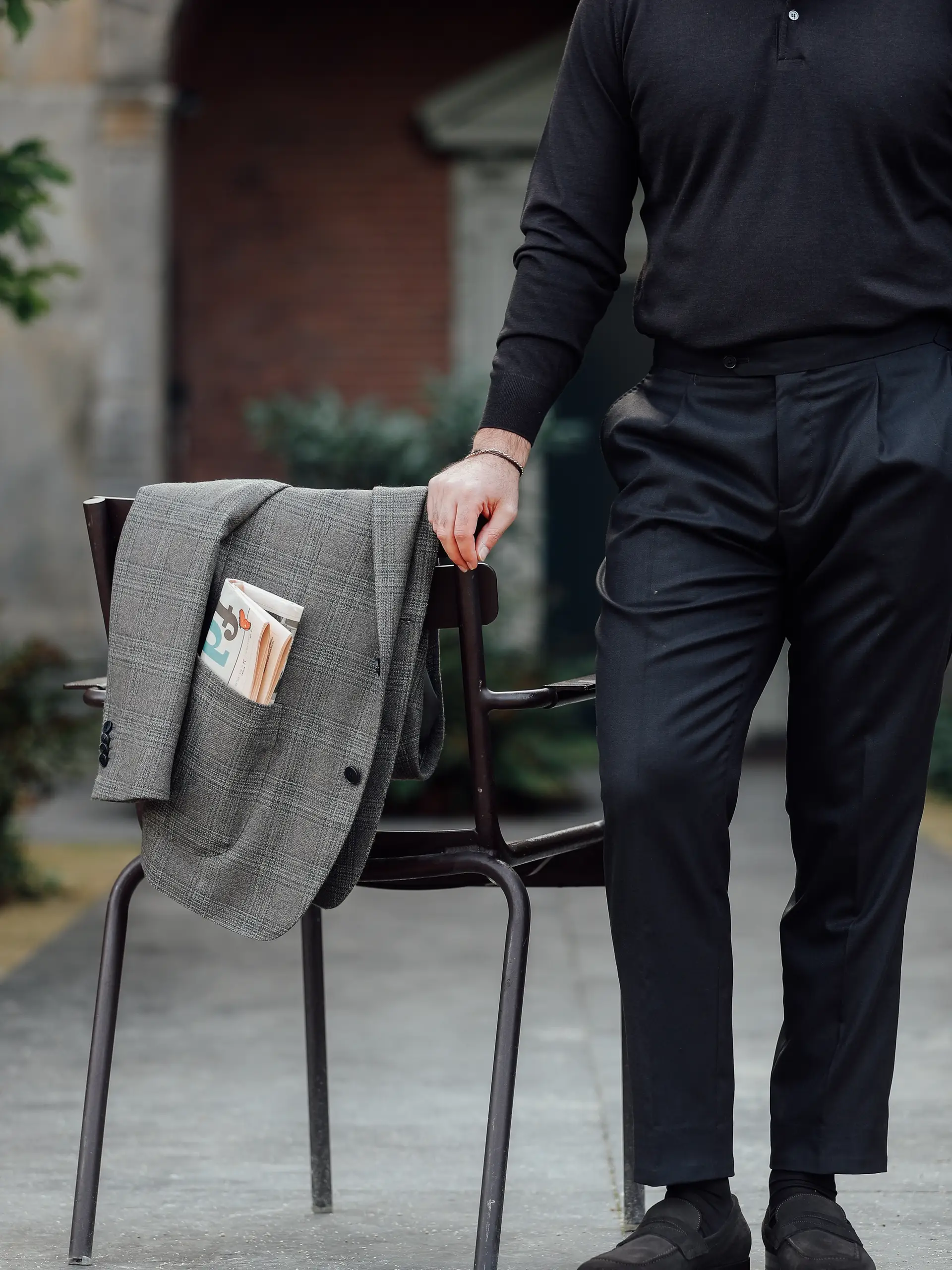 Details Champagne trouwpak op maat