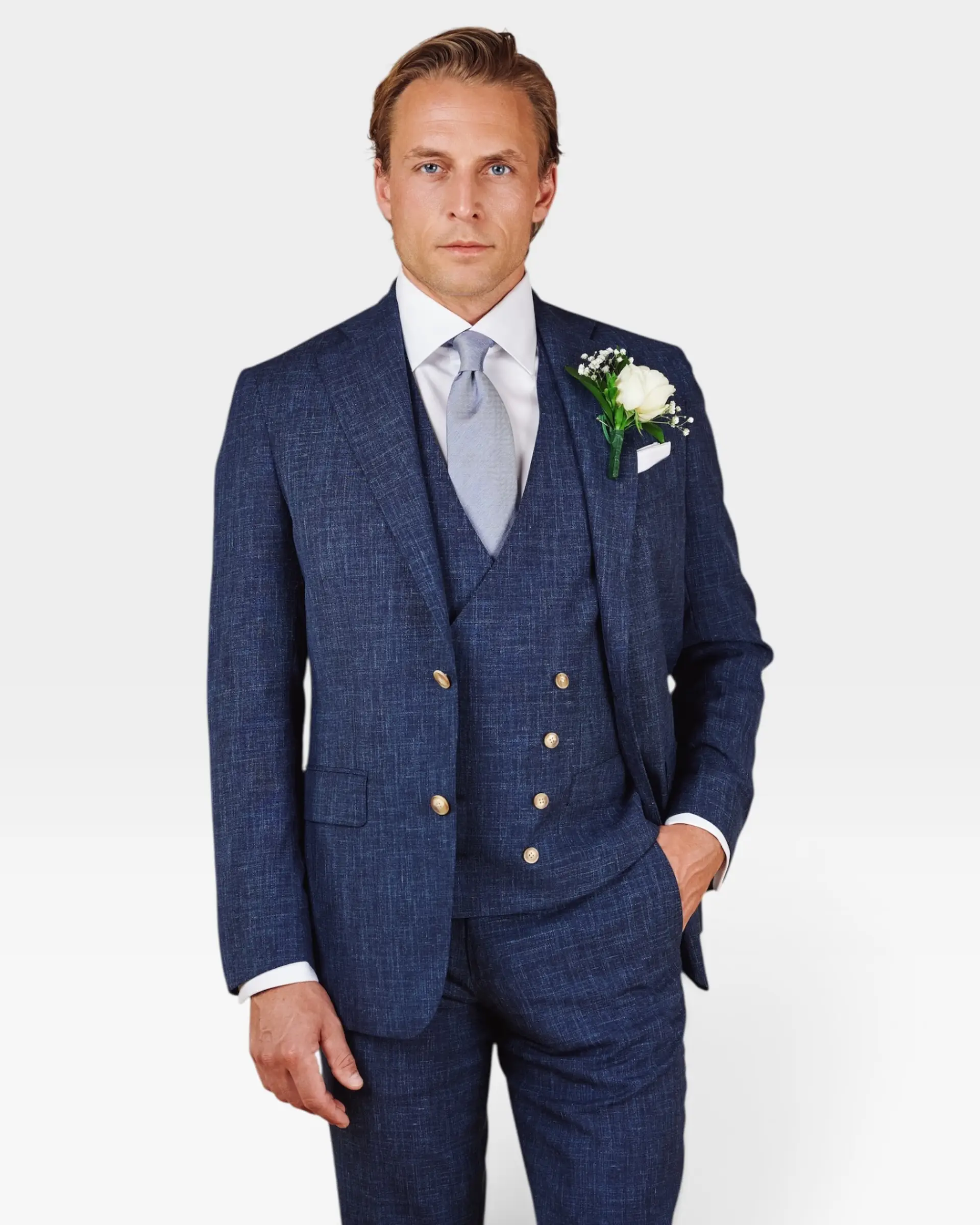 Azure blauw trouwpak op maat