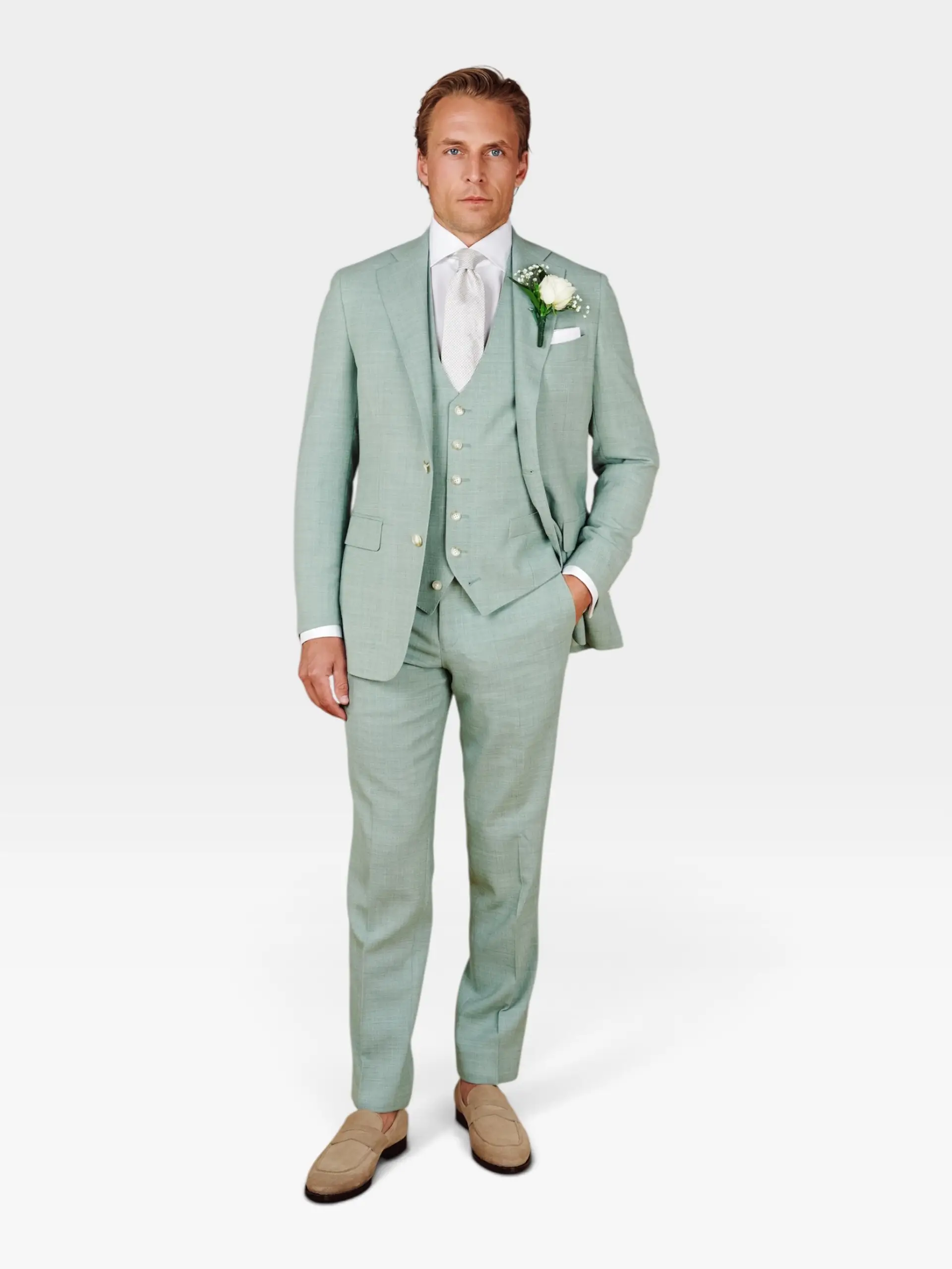 Groene vest single trouwpak