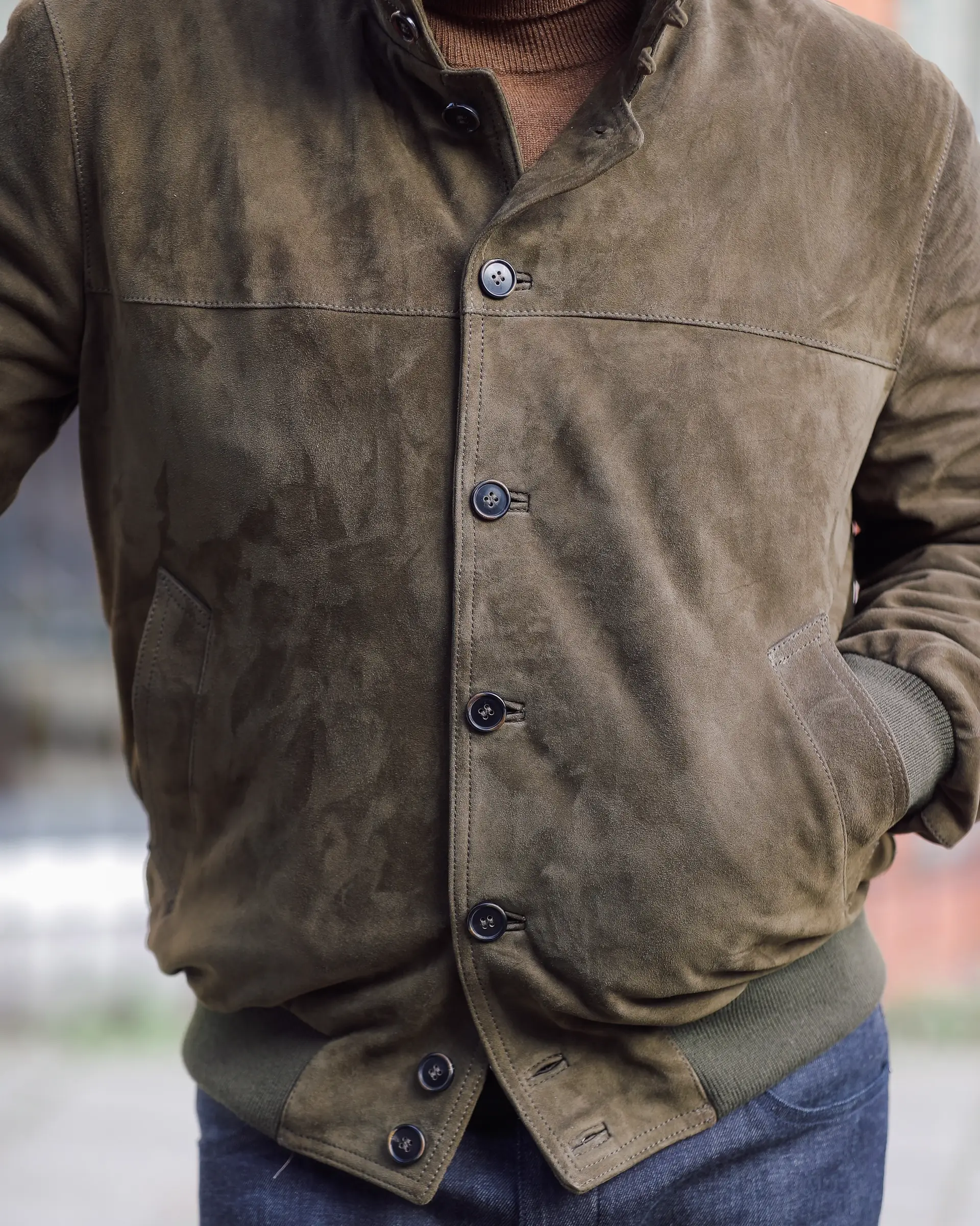 Suede leren jas uit Italië