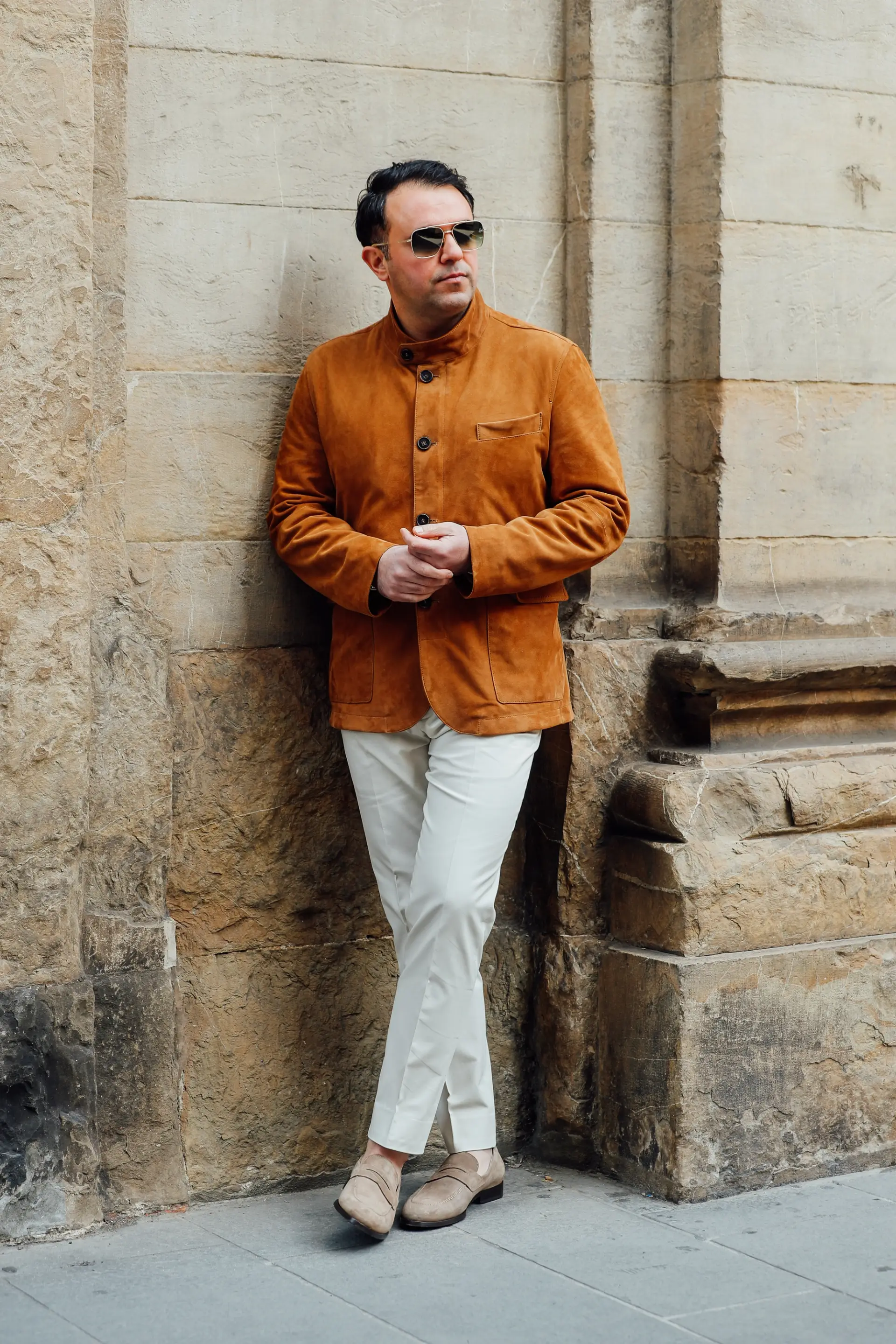 leren jas op maat suede tobacco