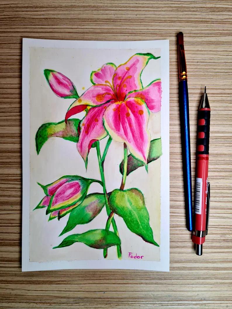 Pink Lily Painting