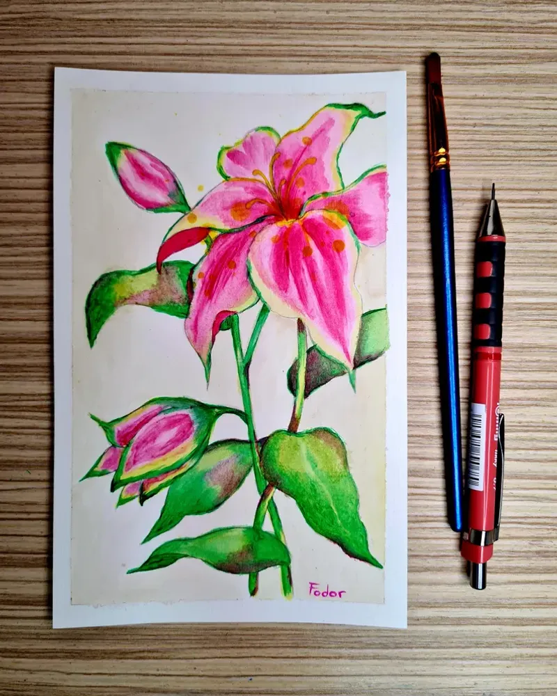 Pink Lily Painting