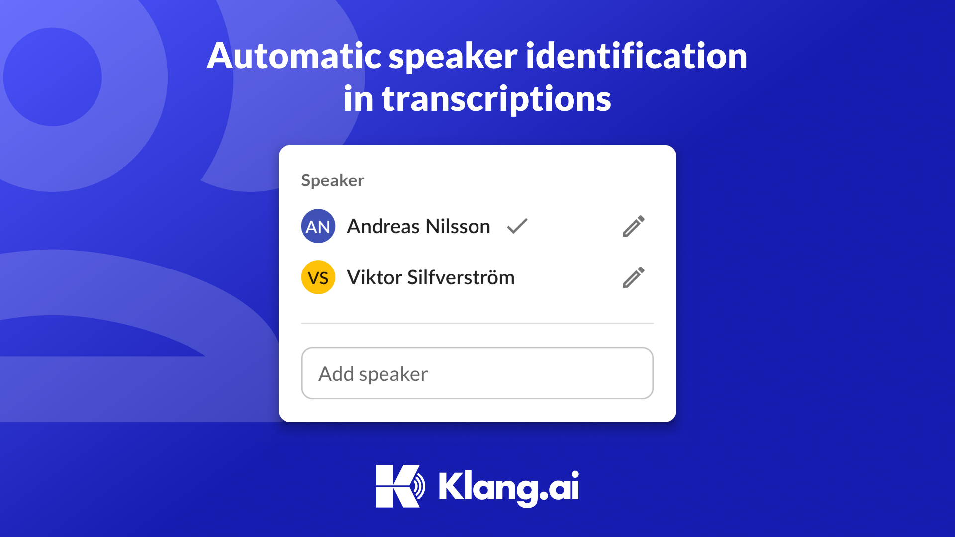 Automatic speaker identification in transcriptions