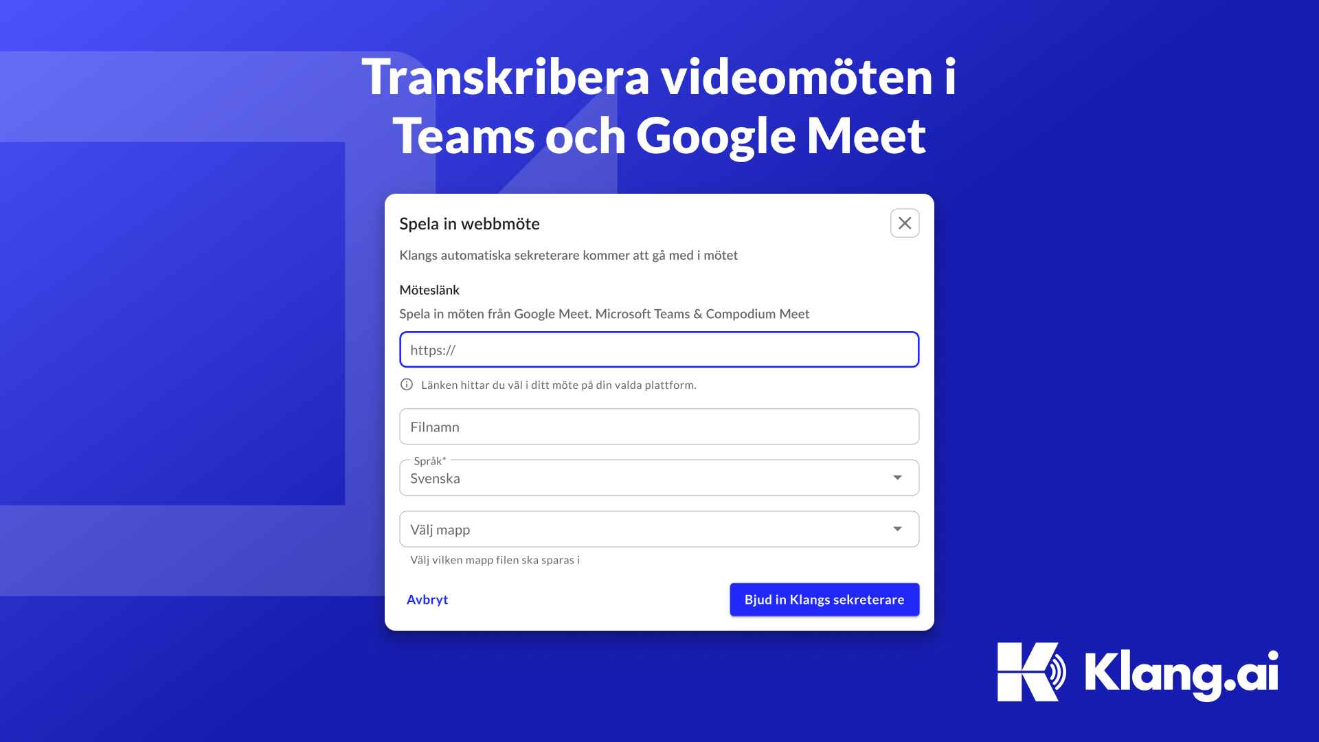 Transkribera videomöten i Teams och Google Meet