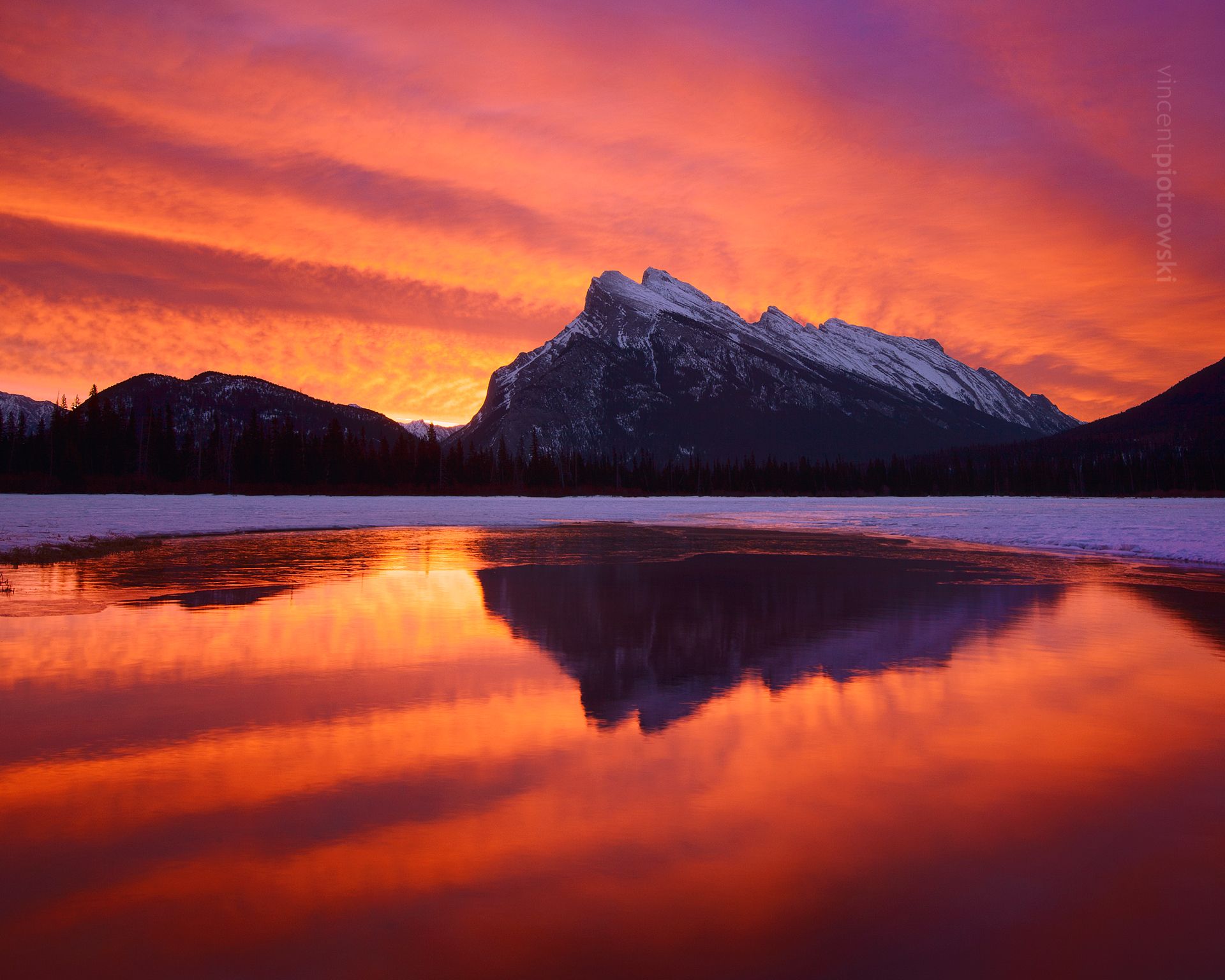 Mt Rundle in Banff National Park during a spectacular sunrise