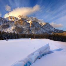 Cascade Mountain in Banff National Park in winter