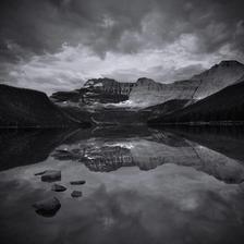 Cameron Lake in Waterton National Park during a calm sunrise