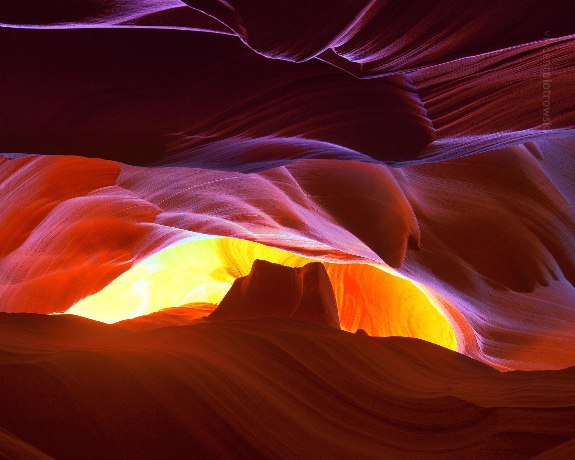 An abstract picture of the rock formations taken in Antelope Canyon AZ