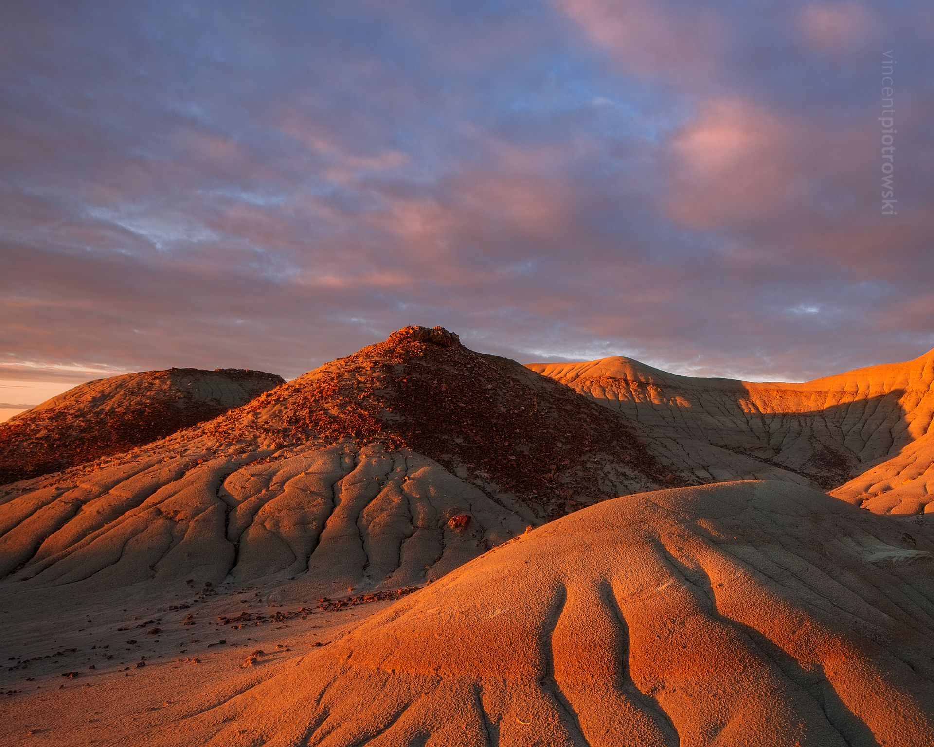 Otherworldly rock formations from the Alberta Badlands taken at sunrise