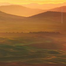 A photo taken from Steptoe Butte showing the layers left by glaciers