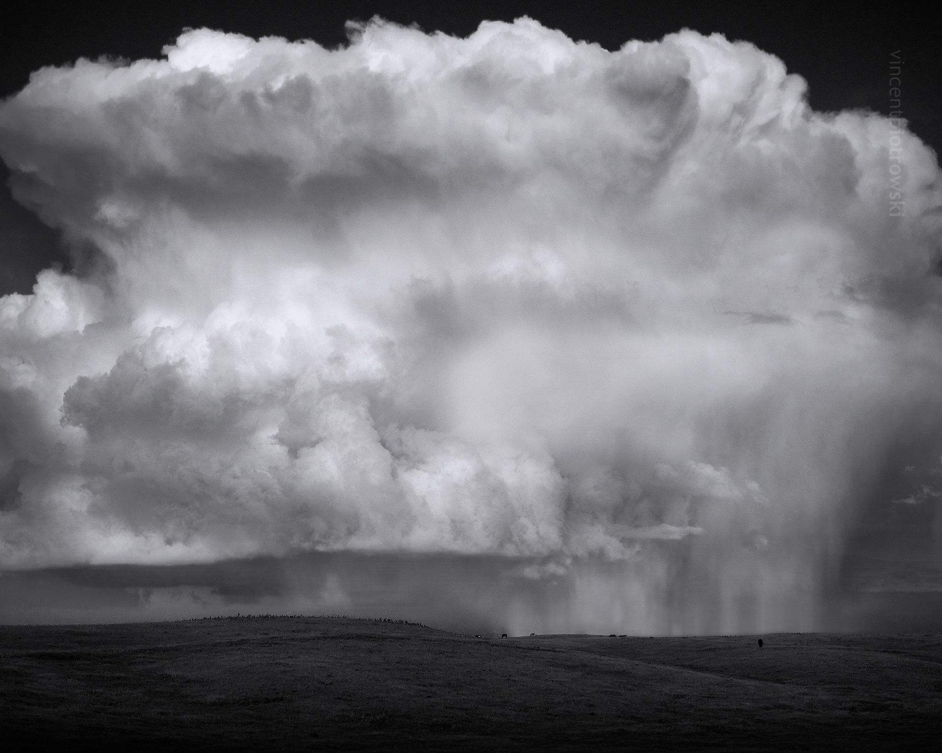 A massive storm cell over farmland near Calgary Alberta