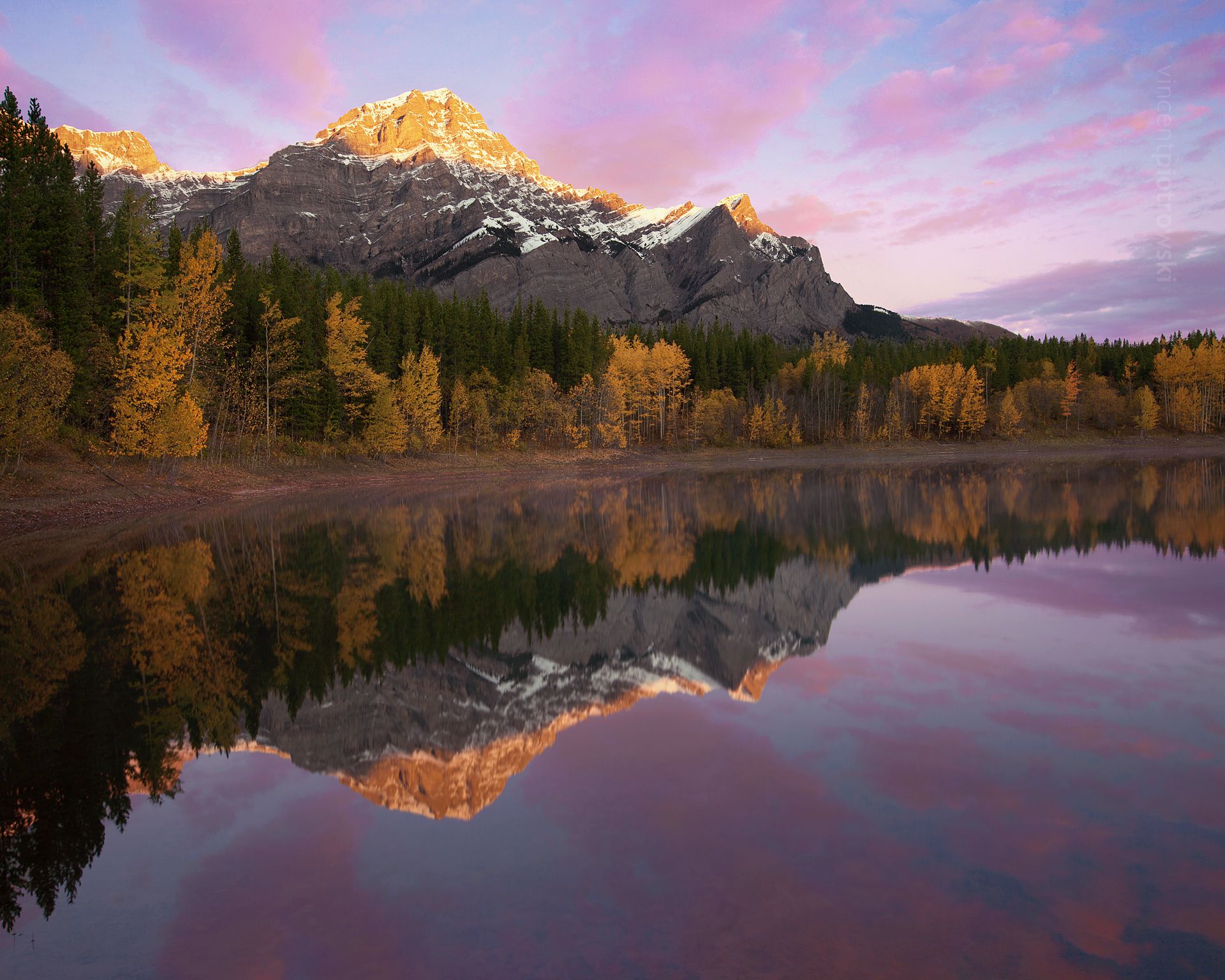 Wedge Pond in Kananaskis during an amazing autumn sunrise
