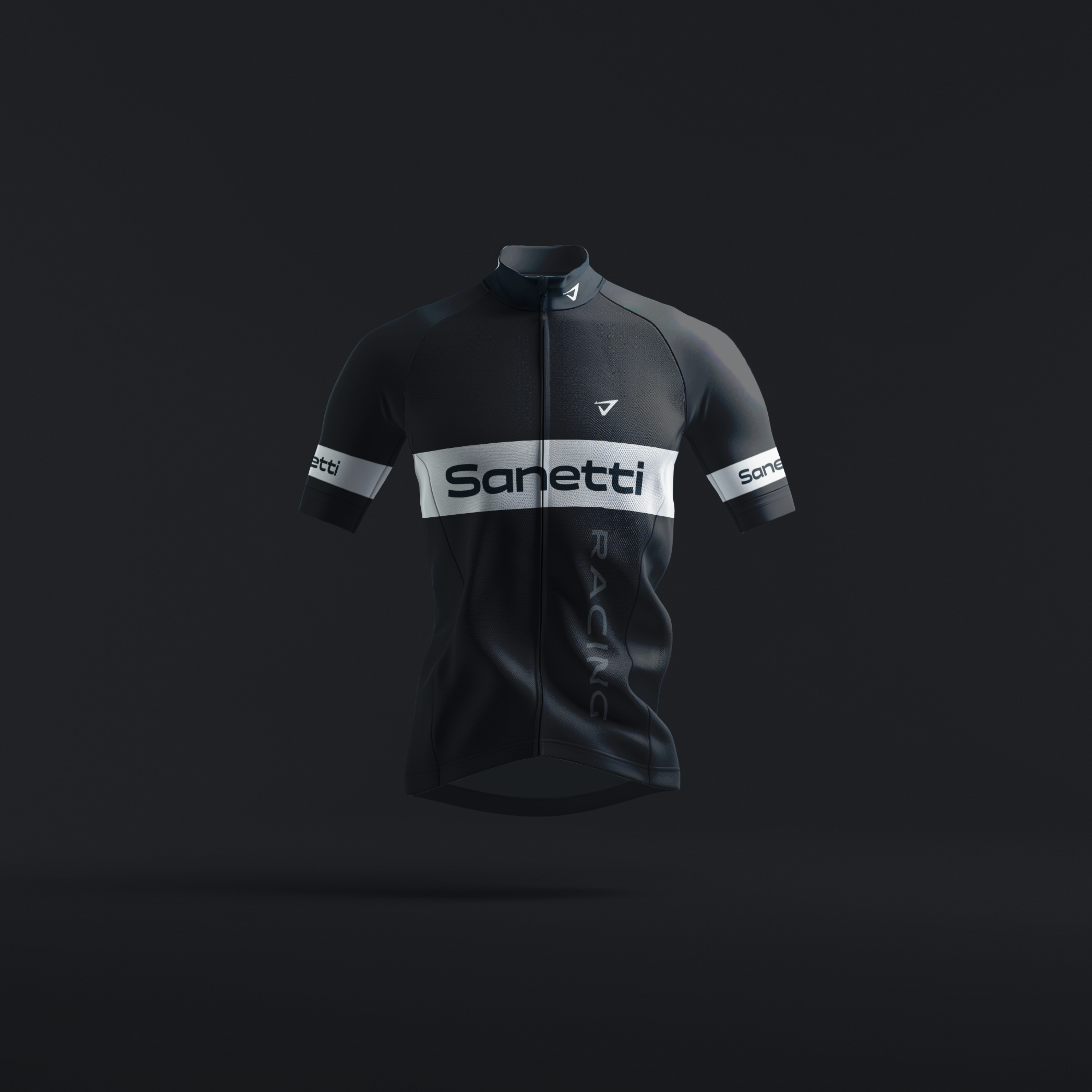 a black shirt with the word sanetti on it