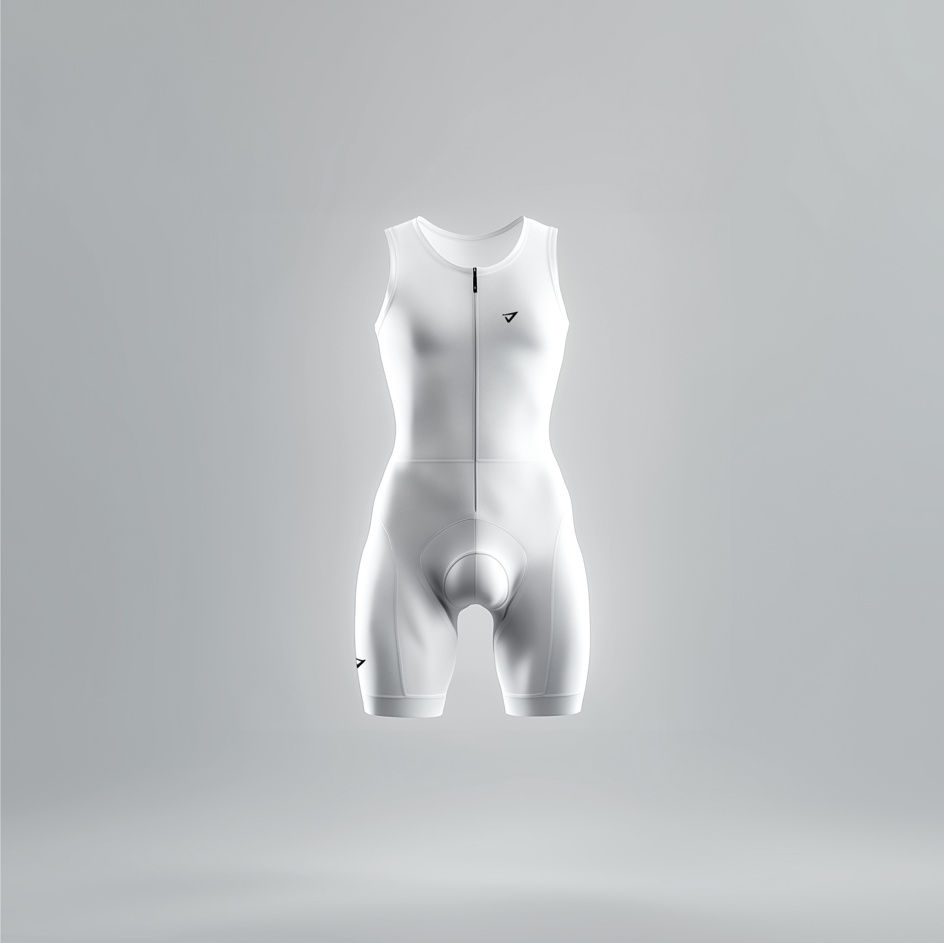 a white bodysuit with the letter v on it