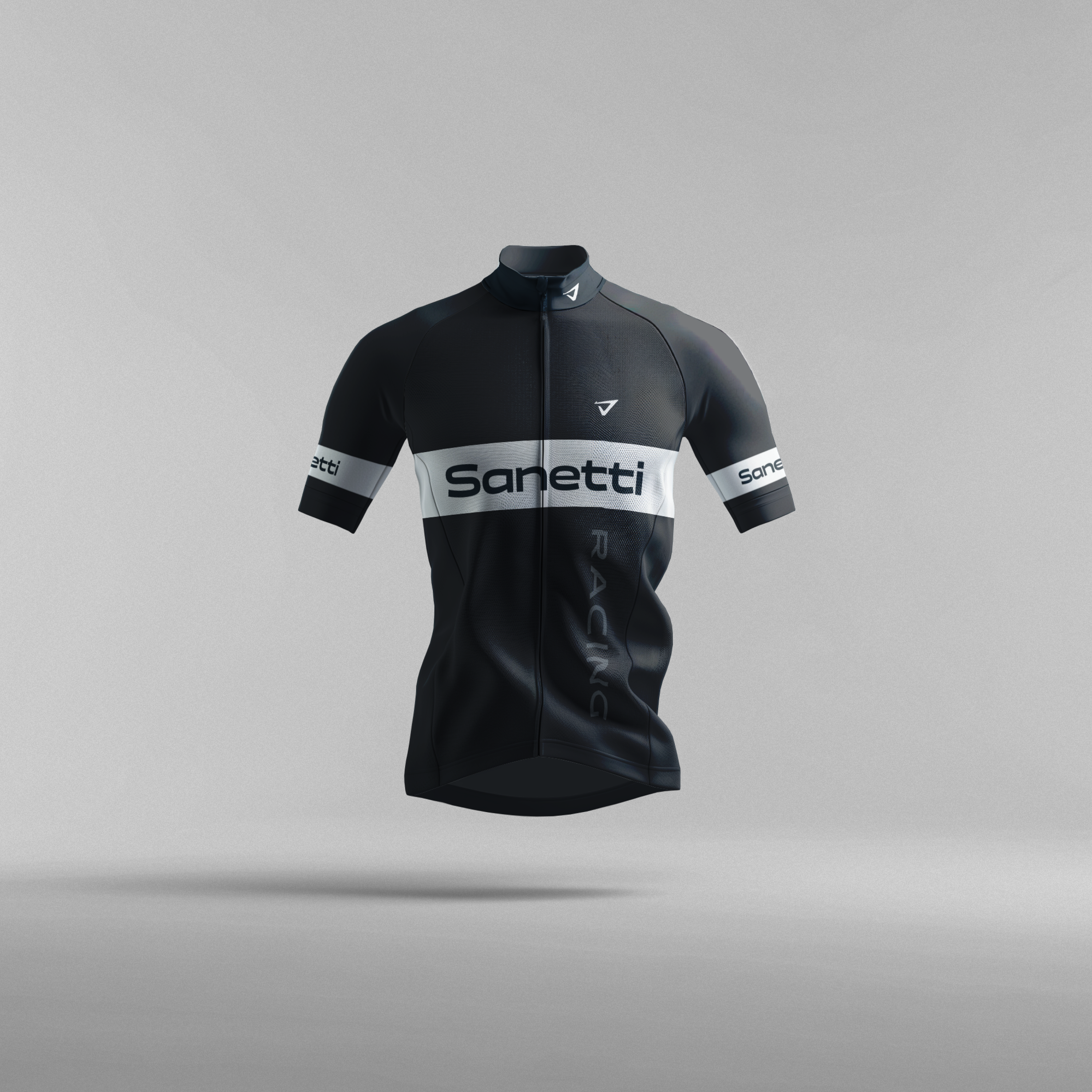 a black shirt with the word sanetti on it