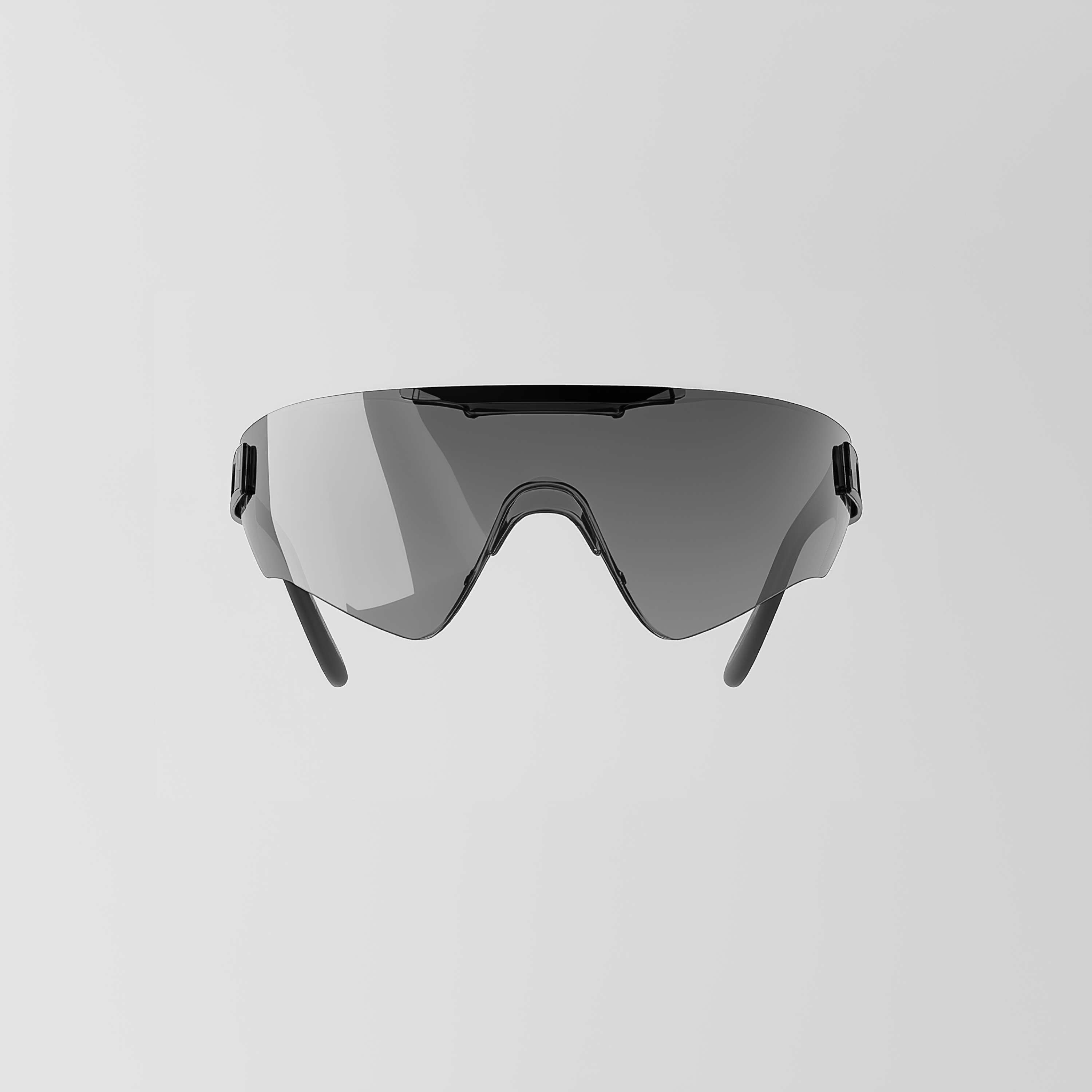 a pair of Grey sunglasses on a white background
