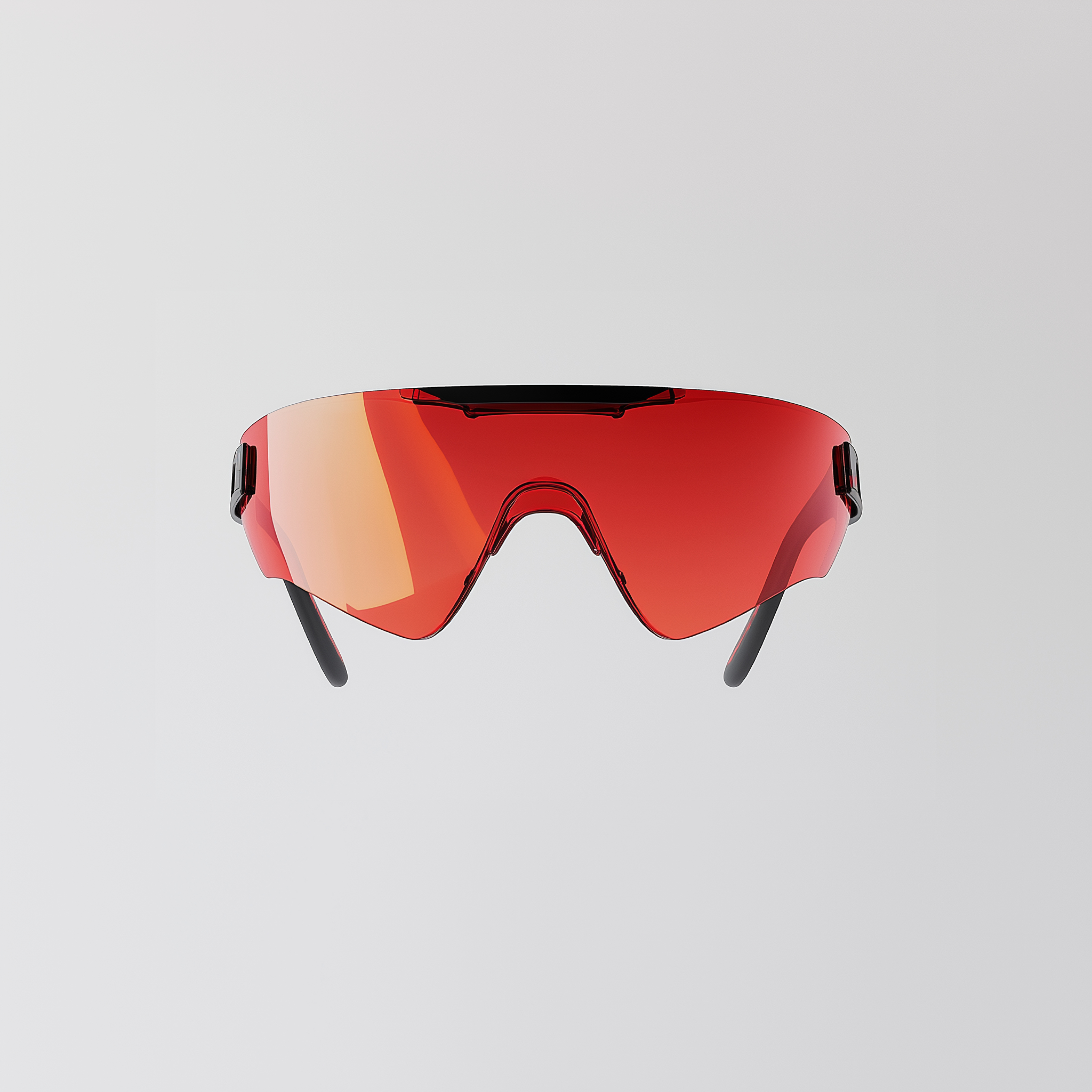 a pair of red sunglasses on a white background