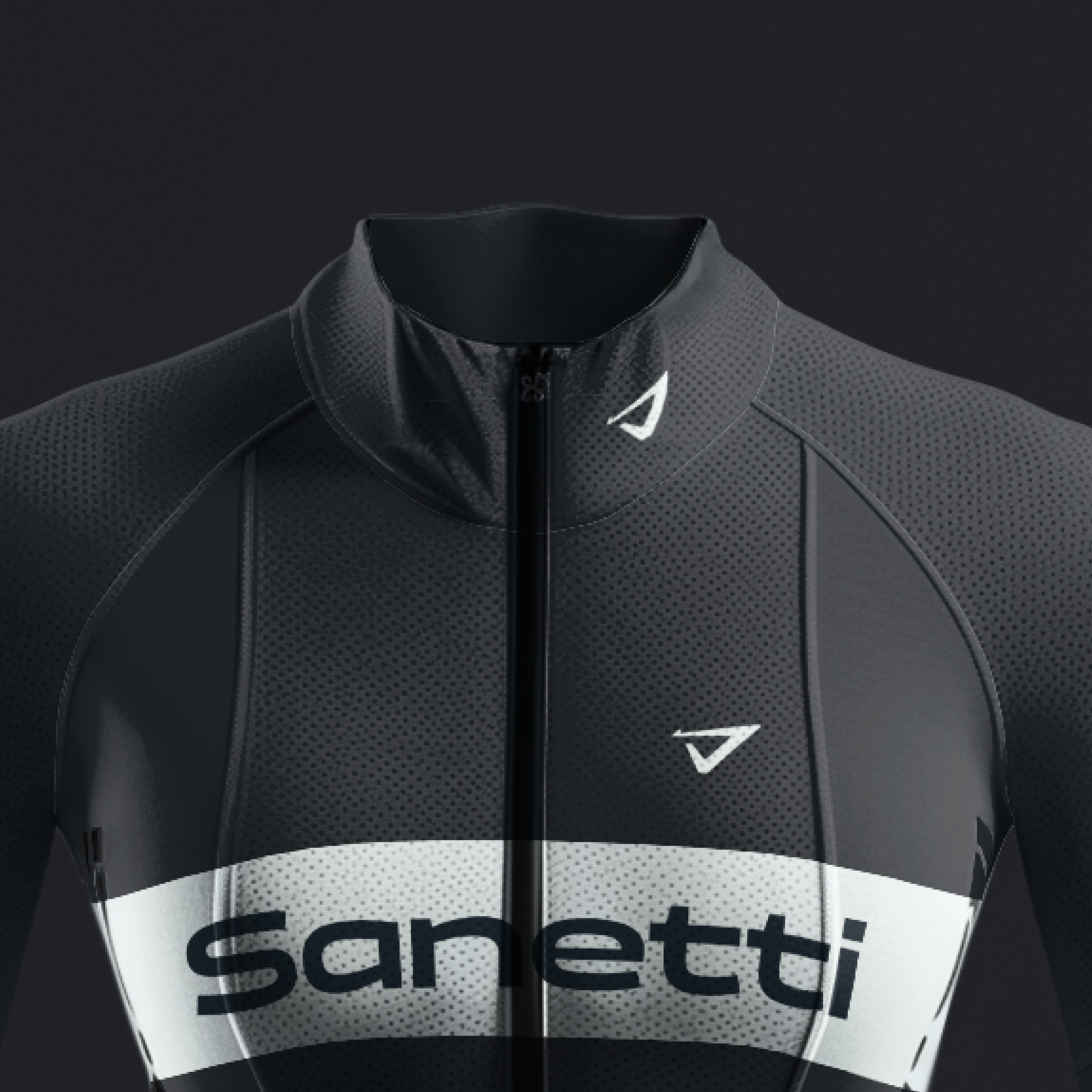 a black shirt with the word sanetti on it
